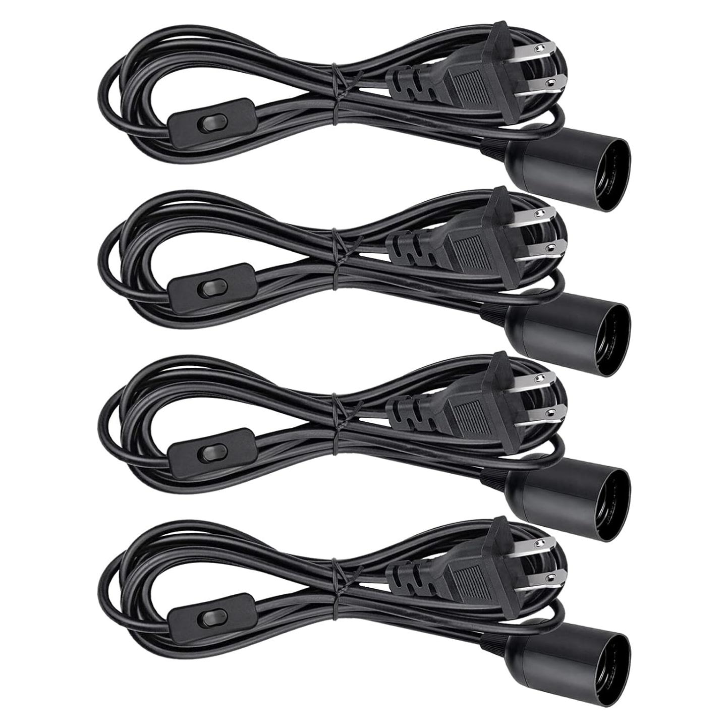 Cable de Luz Colgante DONGGUAN 2.5m E26/E27 Negro - Paquete de 4