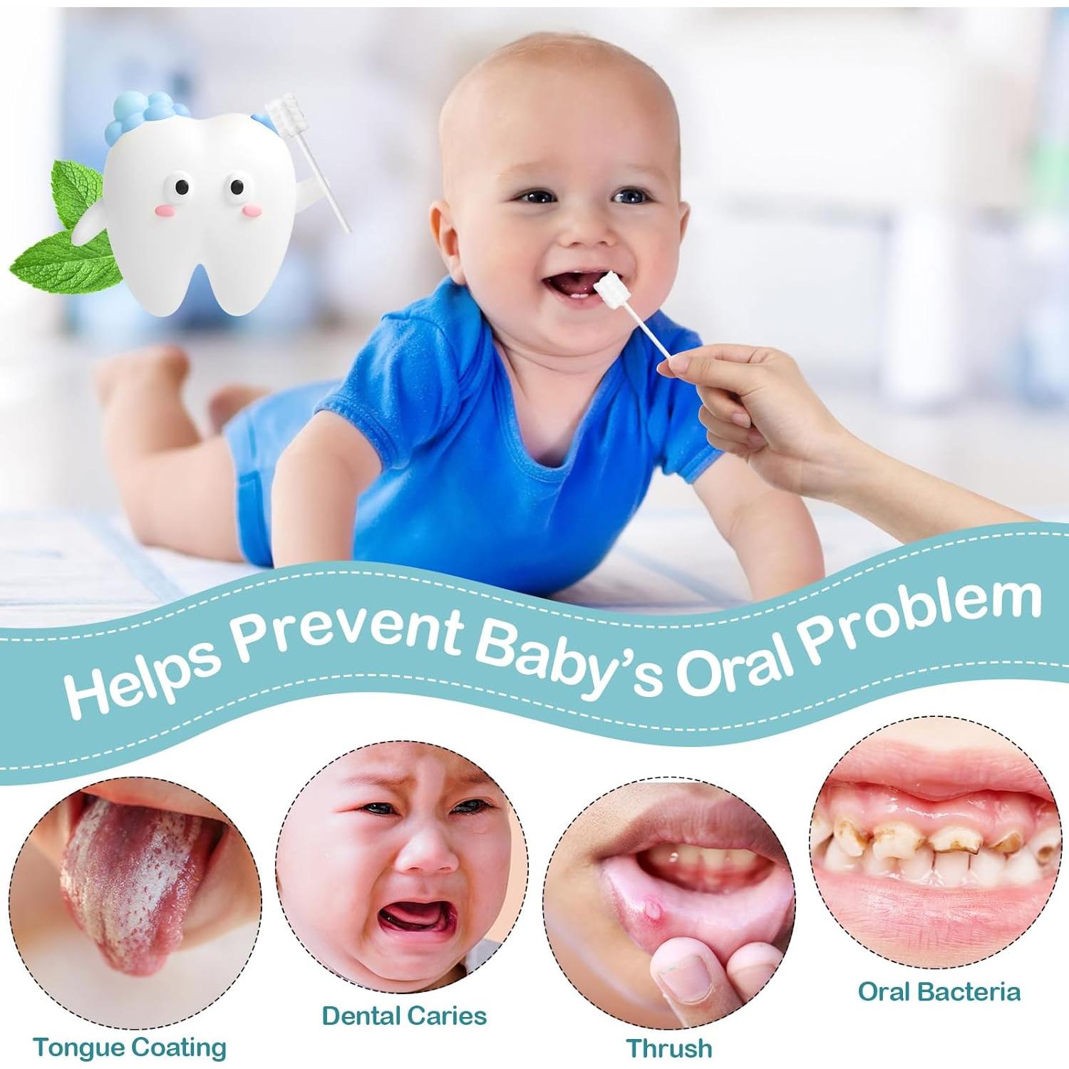 200 Piezas Limpiador de Lengua Bebé Singhoow con Cepillo Dedo