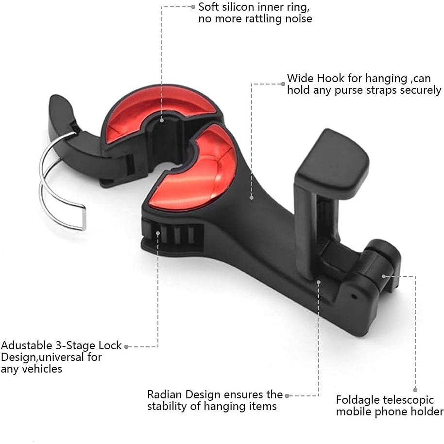Ganchos para Asiento de Coche UDIKEFO - Soporte Universal Rojo