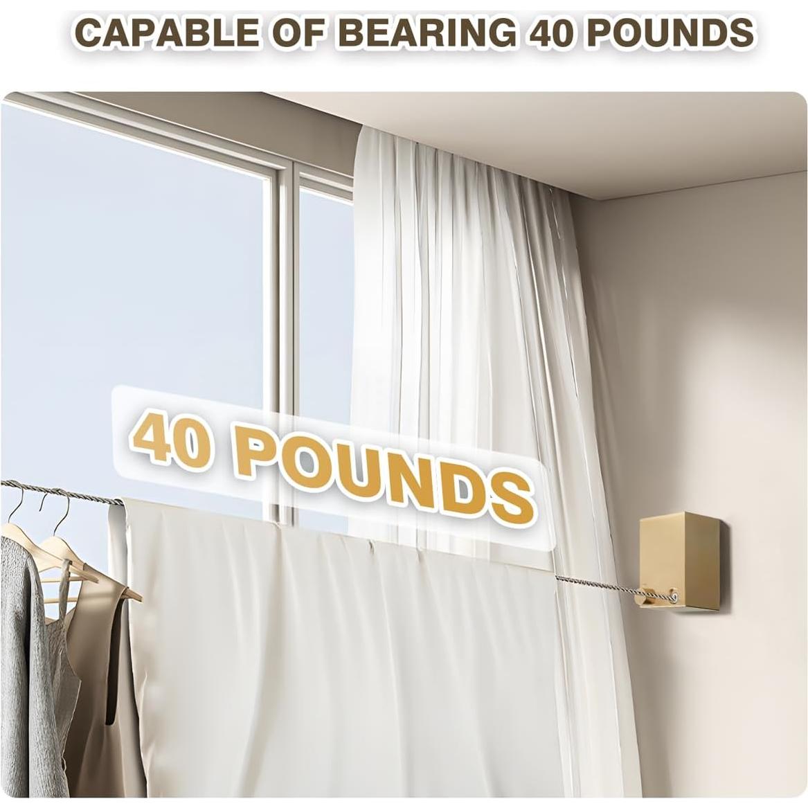 Cuerda de Ropa Retráctil XIOQINE 4.22m Acero Inoxidable Dorado