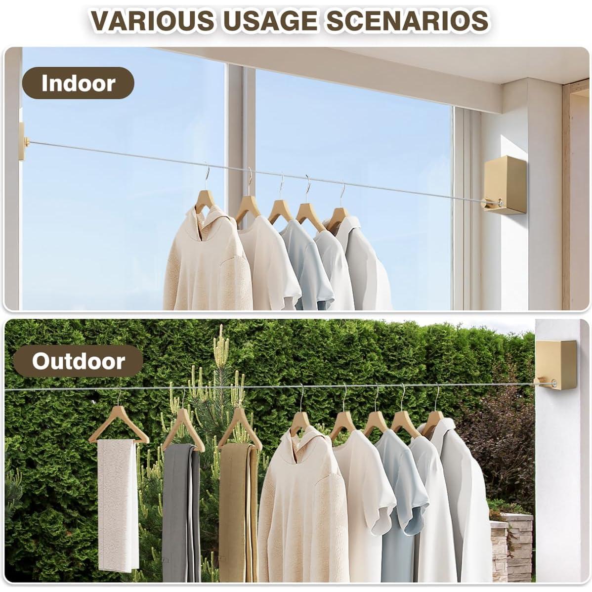 Cuerda de Ropa Retráctil XIOQINE 4.22m Acero Inoxidable Dorado