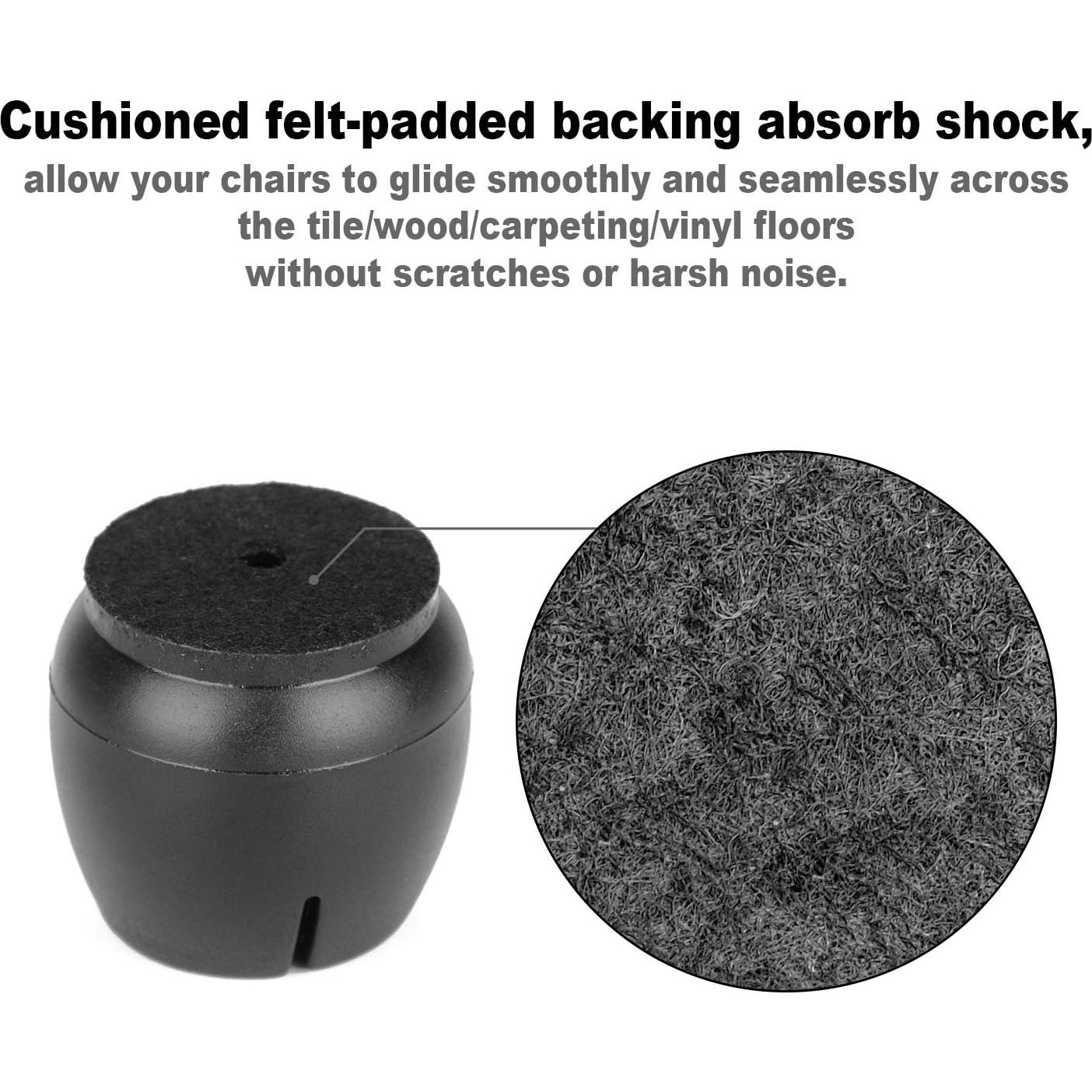 Protectores de Suelo Anwenk para Patas de Silla 25-29 mm Negro 16 Pzas