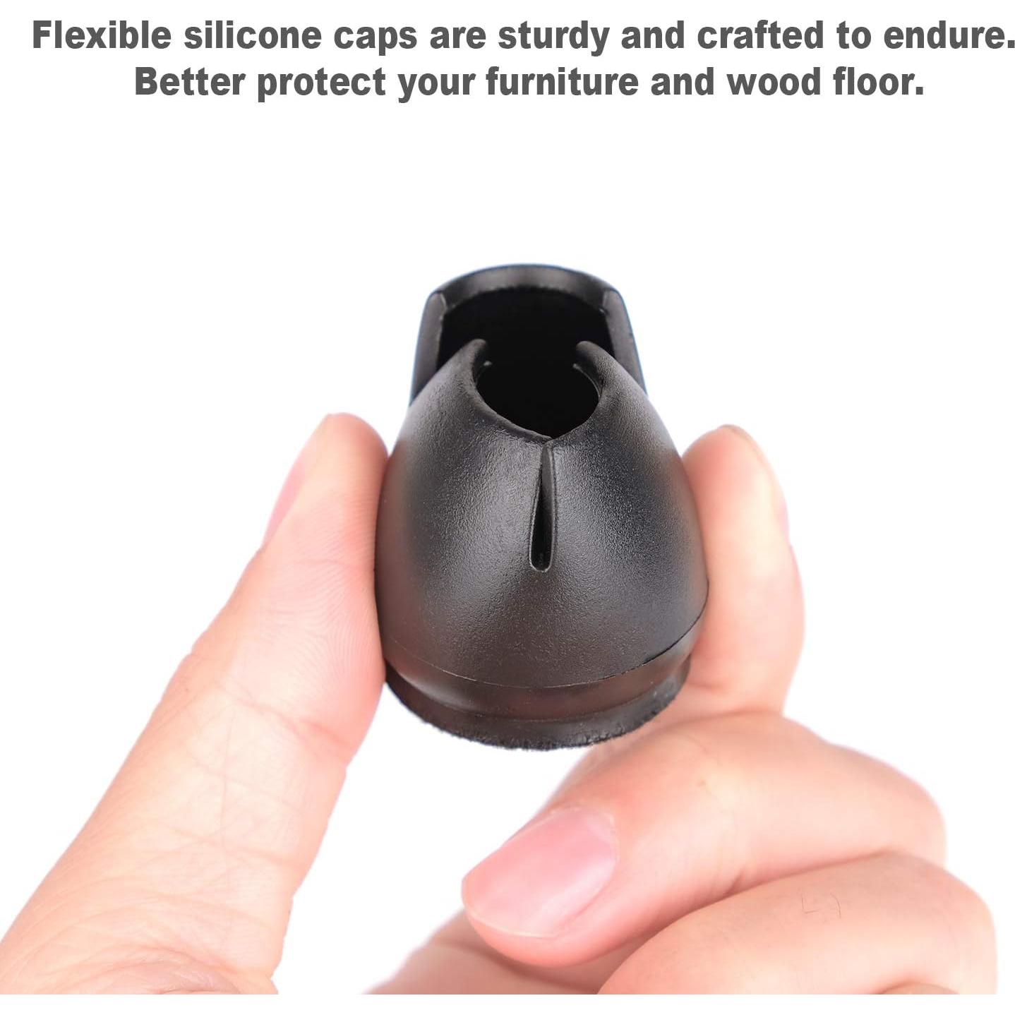 Protectores de Suelo Anwenk para Patas de Silla 25-29 mm Negro 16 Pzas