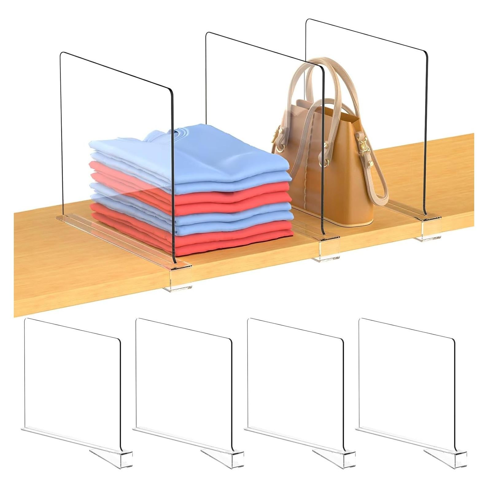 Divisores de Estantes de Acrílico Qiortooroi 4 Unidades 30x20cm