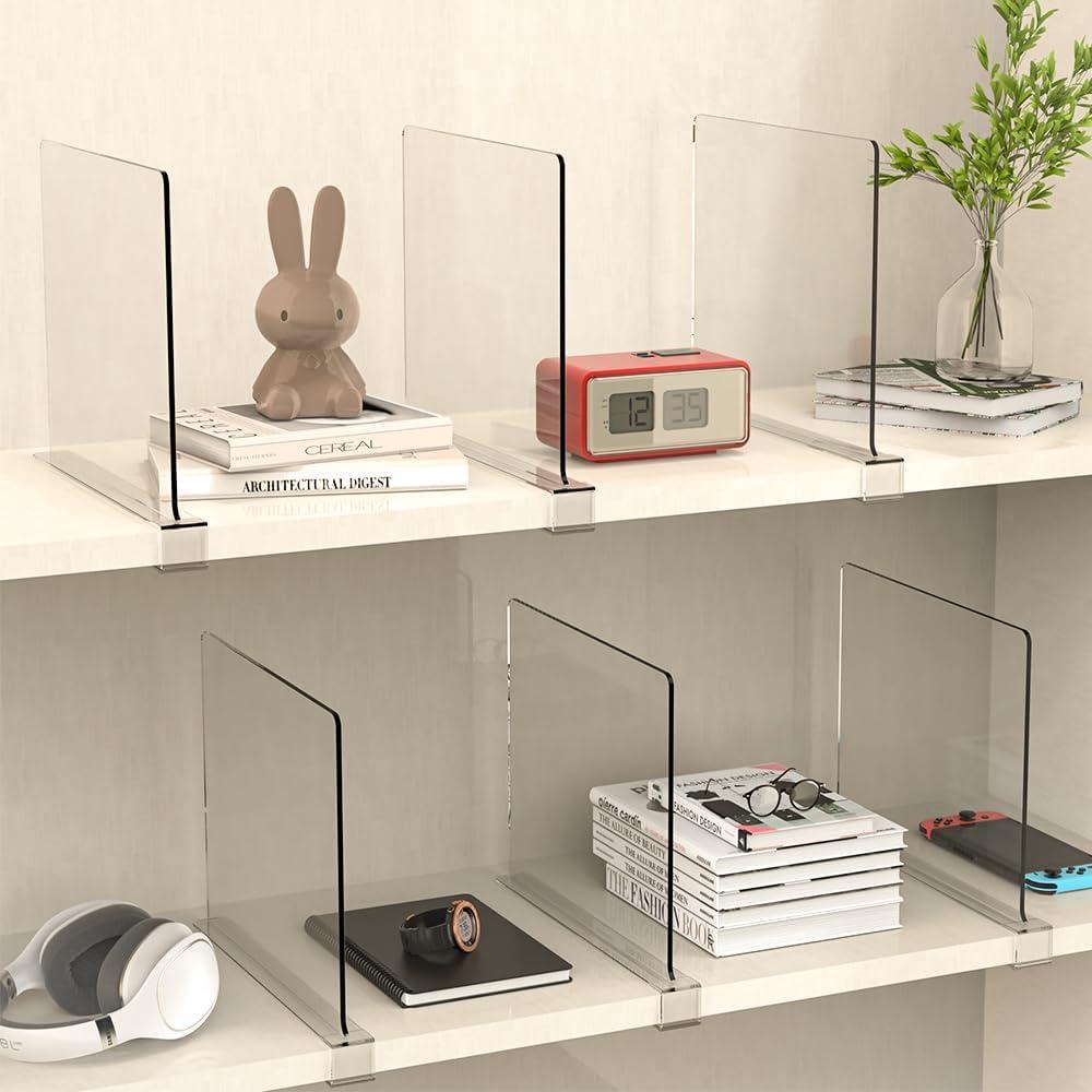 Divisores de Estantes de Acrílico Qiortooroi 4 Unidades 30x20cm