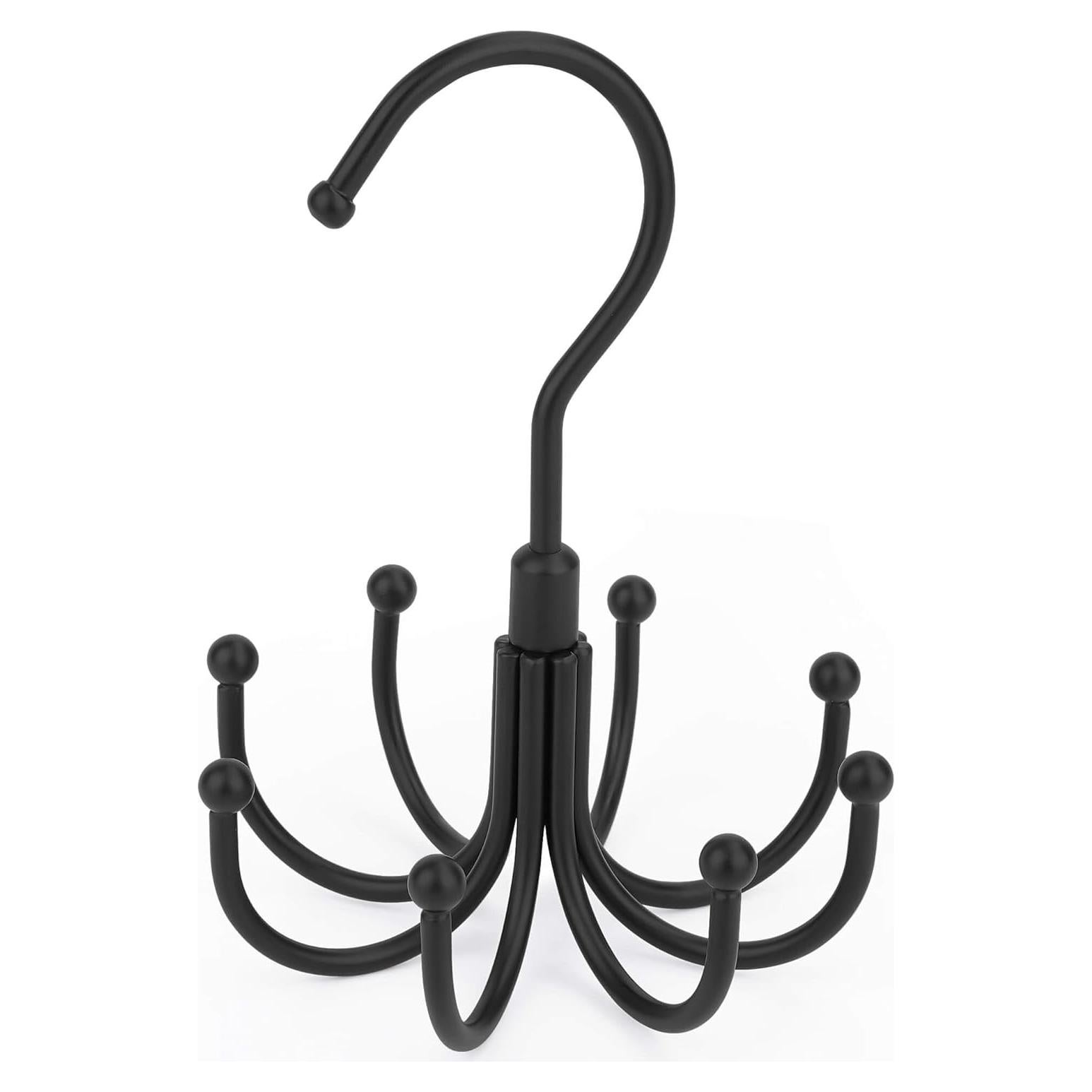 Perchero de Cinturones PODATOL Negro, Organizador Giratorio 24 Cinturones