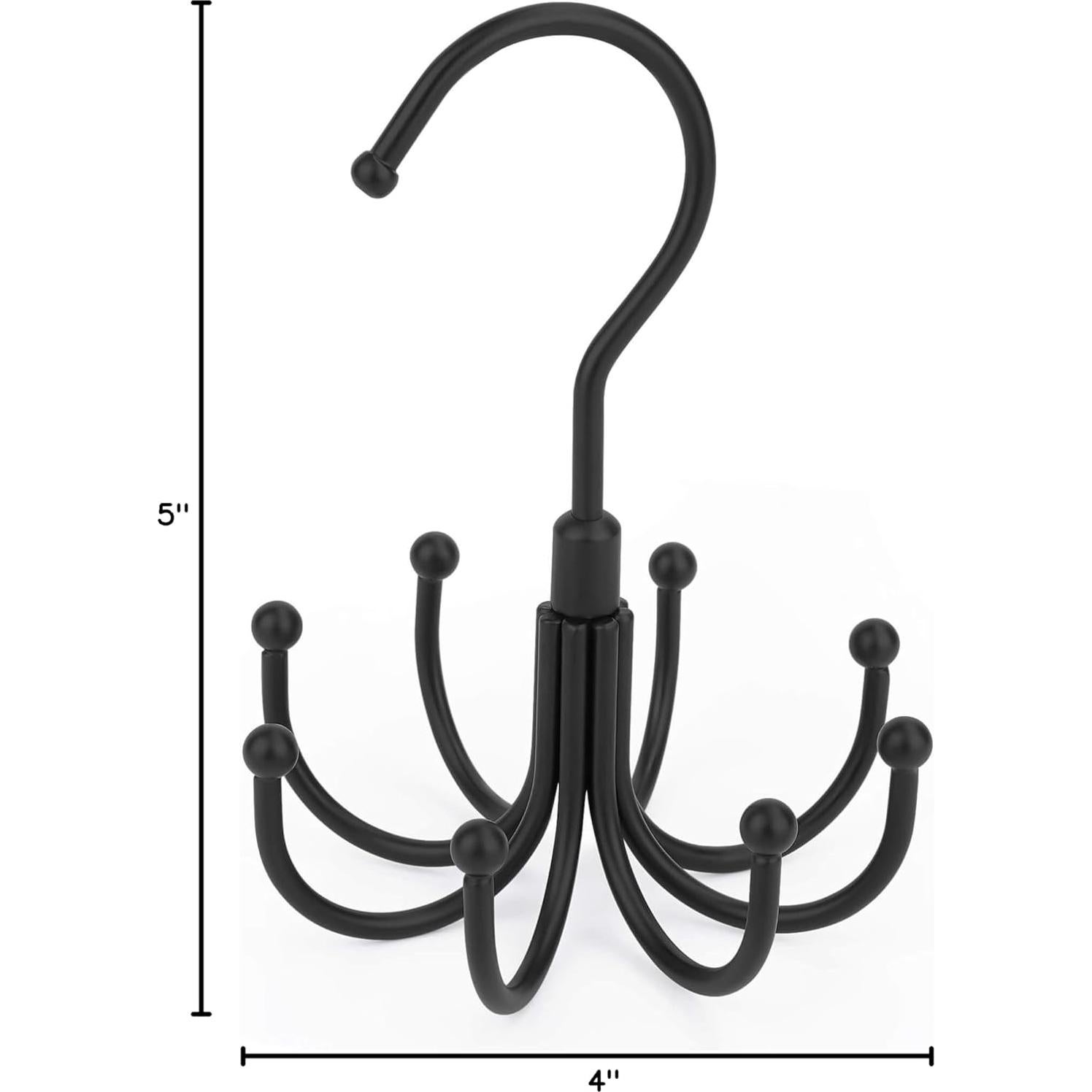 Perchero de Cinturones PODATOL Negro, Organizador Giratorio 24 Cinturones