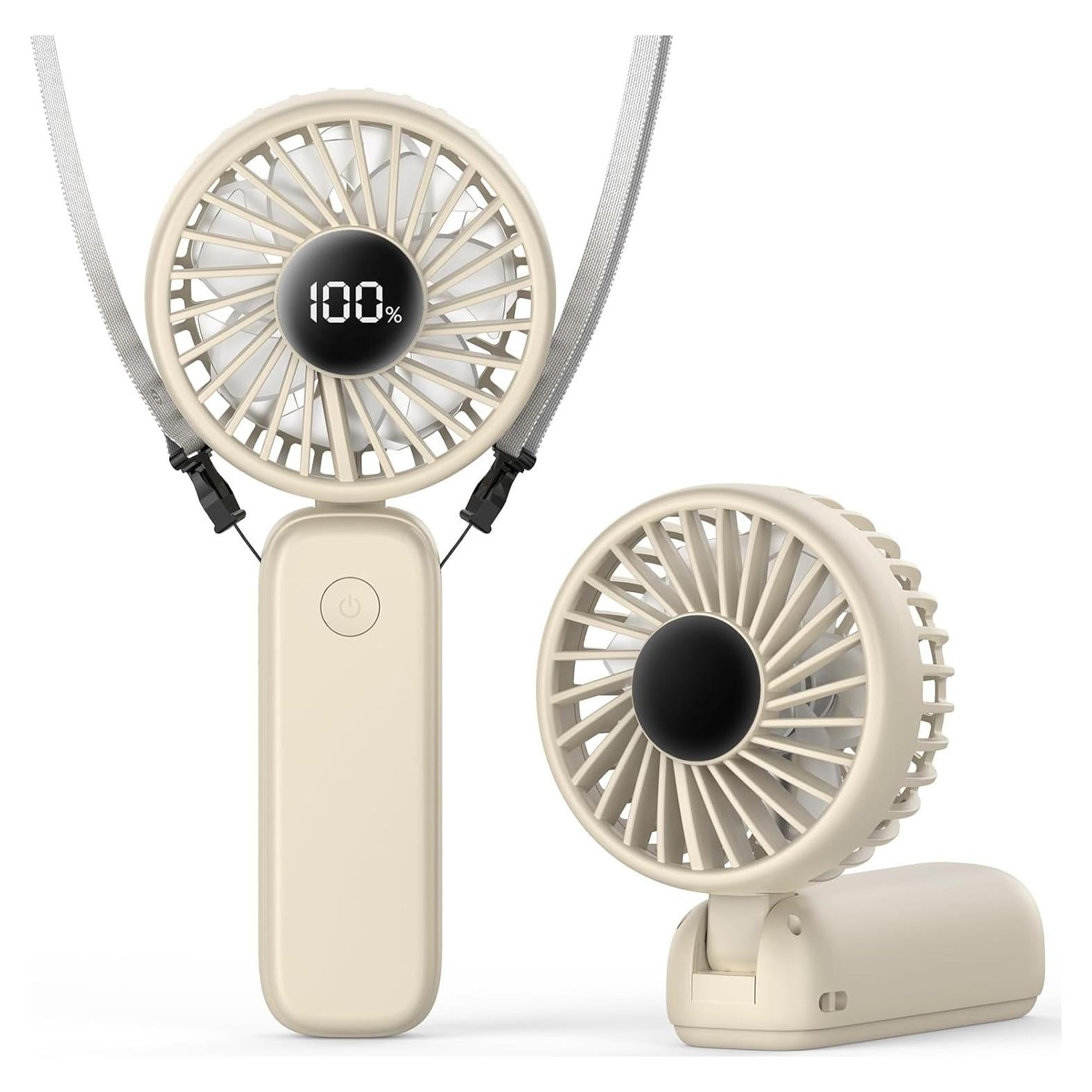 Ventilador Portátil de Mano PANERGY 5000mAh Plegable Beige