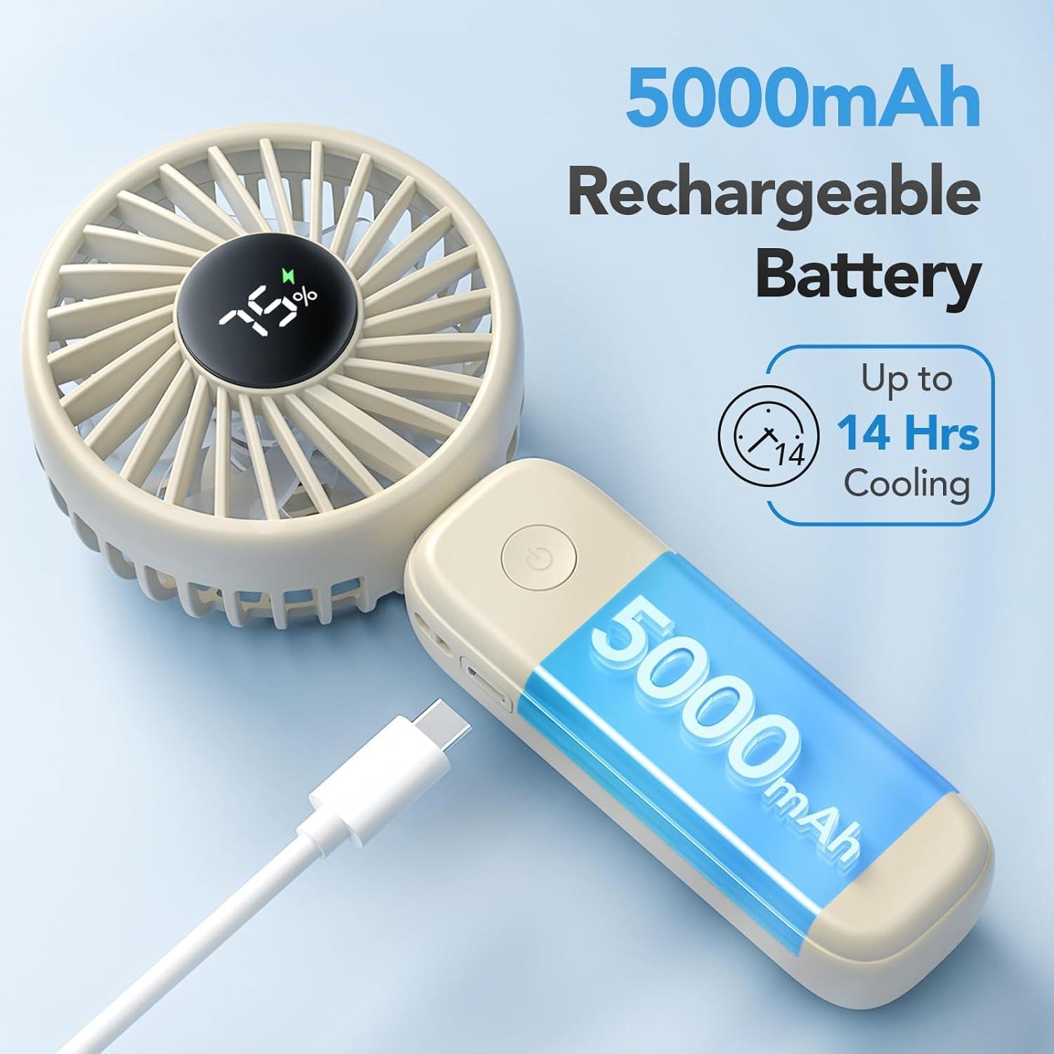 Ventilador Portátil de Mano PANERGY 5000mAh Plegable Beige