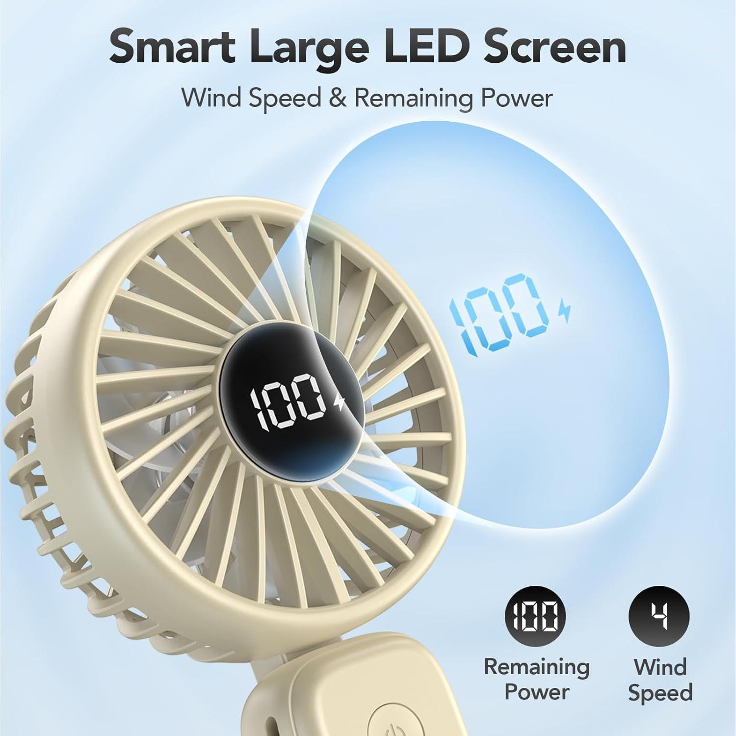 Ventilador Portátil de Mano PANERGY 5000mAh Plegable Beige