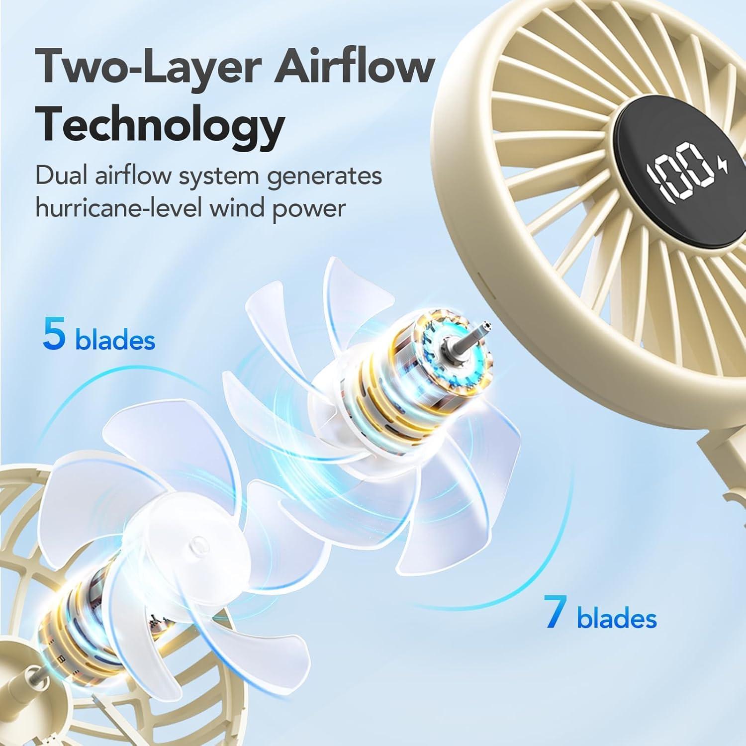 Ventilador Portátil de Mano PANERGY 5000mAh Plegable Beige