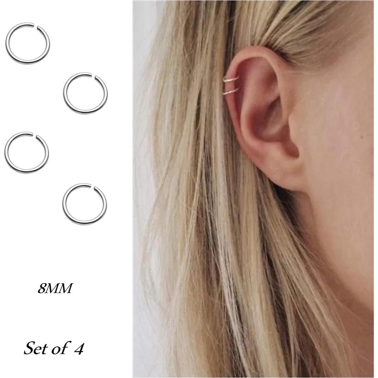 Aros de Cartílago Falsos Acero Inoxidable NZDLM 4 Piezas