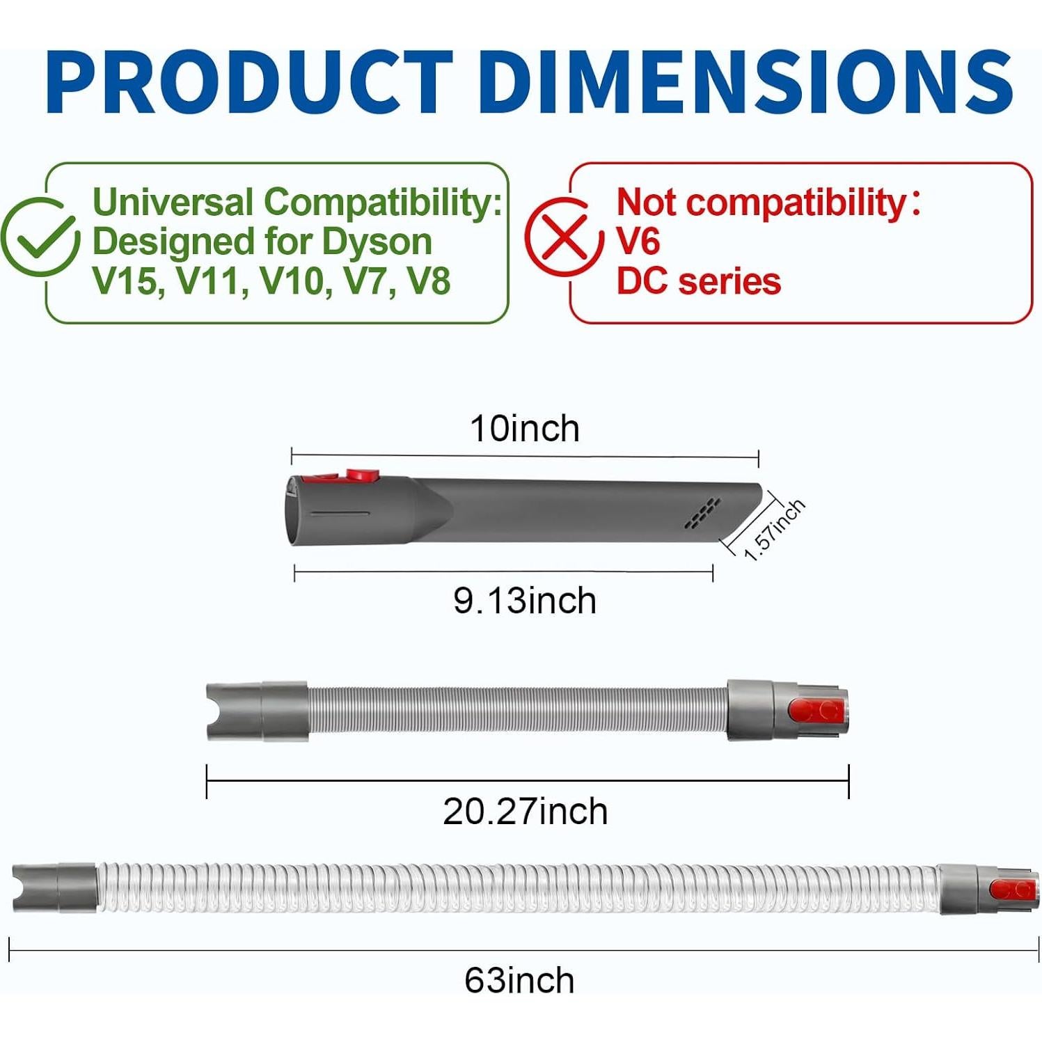 Kit de Accesorios para Aspiradora Dyson KELUKE Manguera 53cm