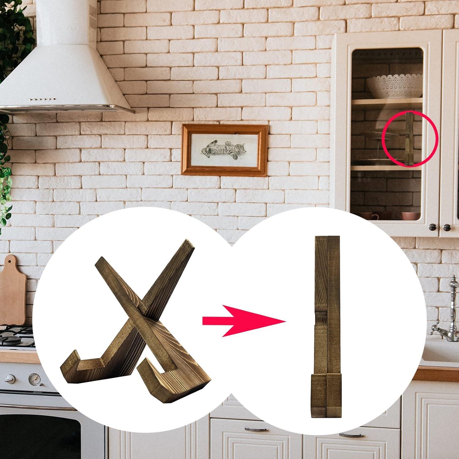 Soporte de Recetario de Madera Azheeuiy - Manos Libres, Marrón