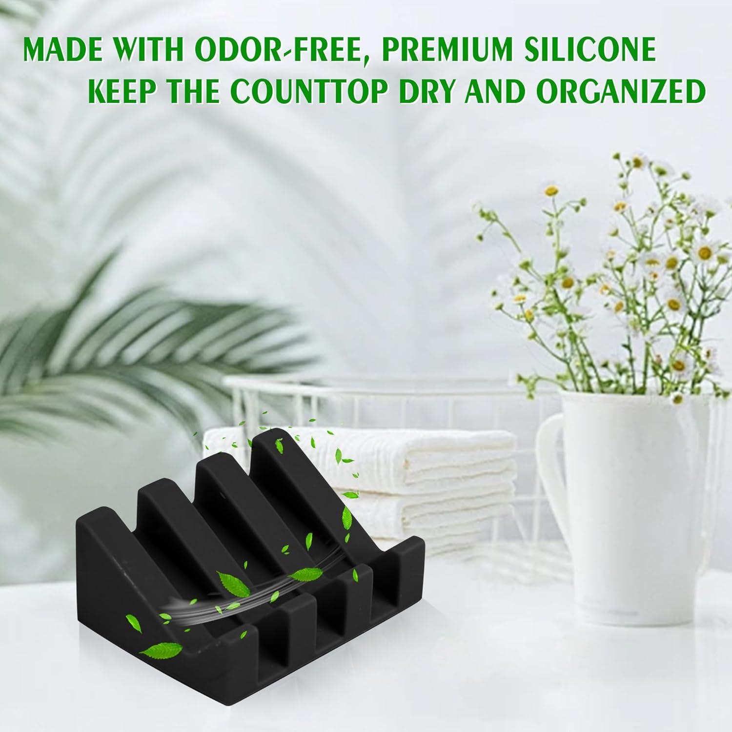 Plato de Jabón de Silicona Coipdfty Negro Autodrenante 11x7x4cm