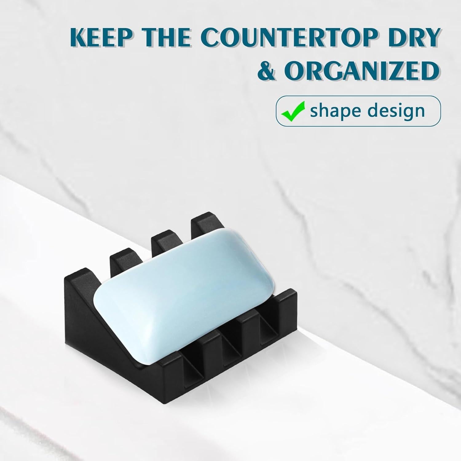 Plato de Jabón de Silicona Coipdfty Negro Autodrenante 11x7x4cm