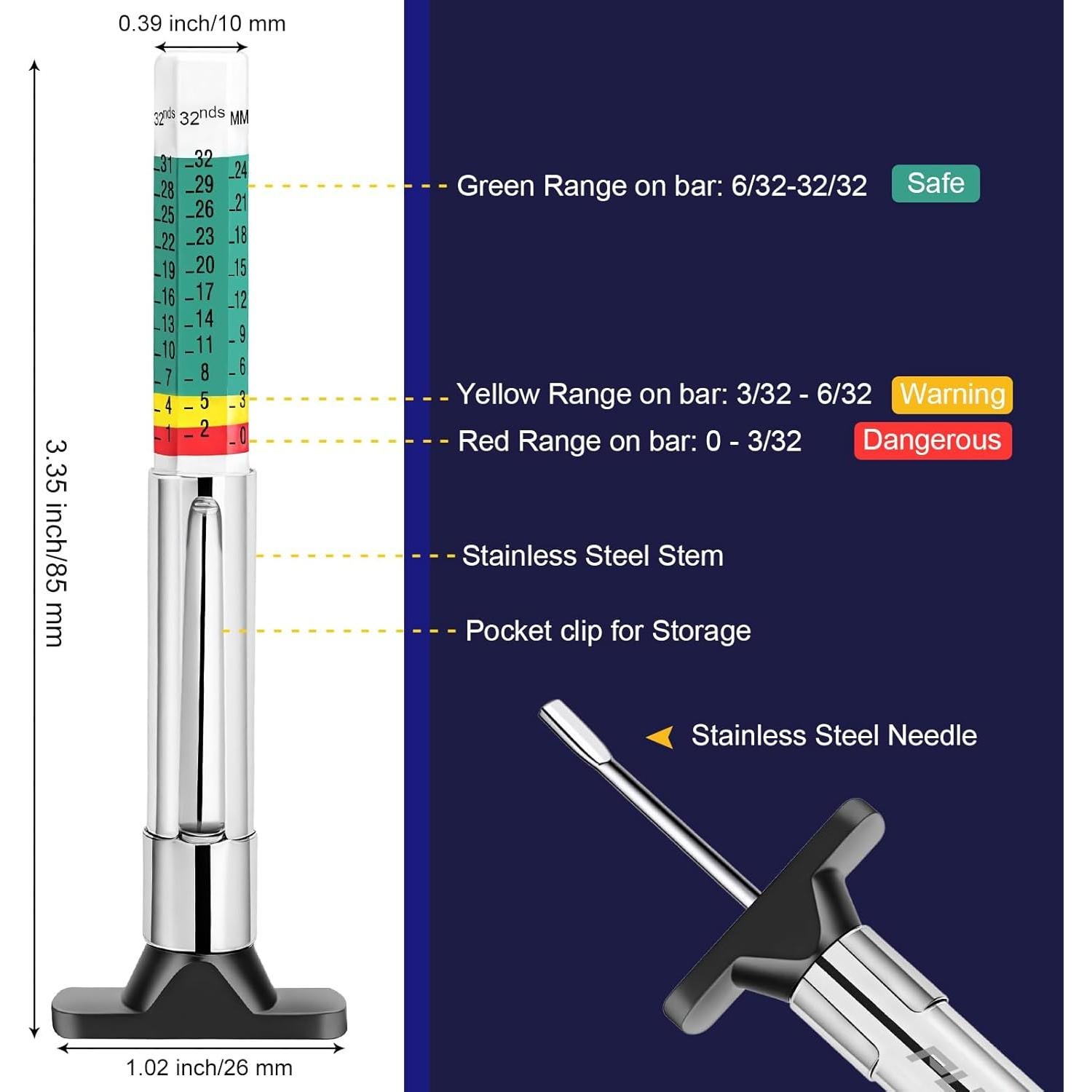 Calibrador de Profundidad de Banda de Neumático PUIBERS 25mm