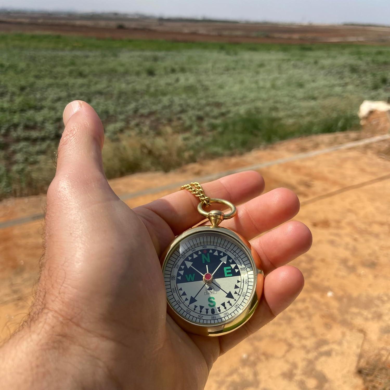 Brújula de Bolsillo OakiWay con Funda de Cuero - Regalo Papá