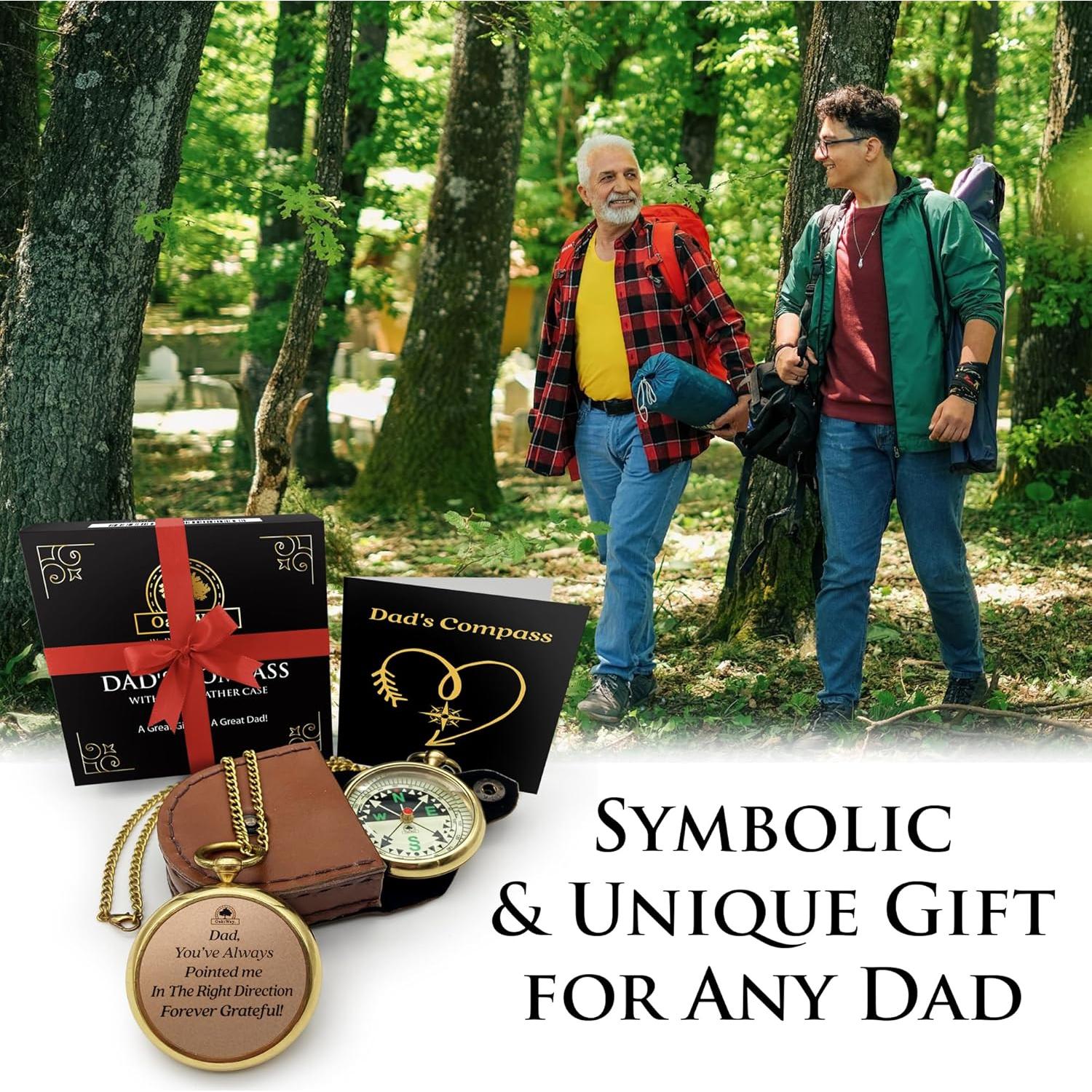 Brújula de Bolsillo OakiWay con Funda de Cuero - Regalo Papá