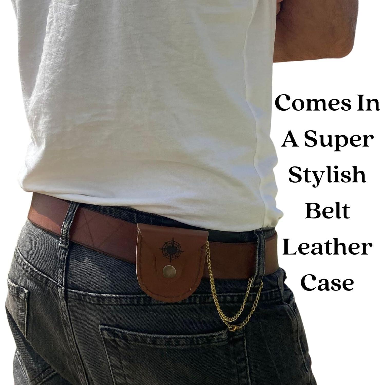 Brújula de Bolsillo OakiWay con Funda de Cuero - Regalo Papá