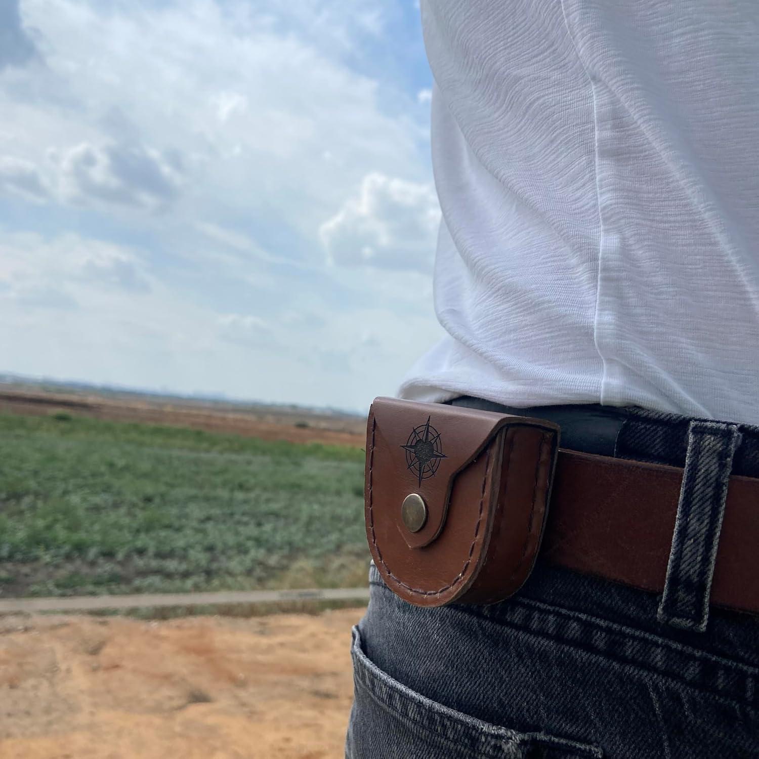 Brújula de Bolsillo OakiWay con Funda de Cuero - Regalo Papá