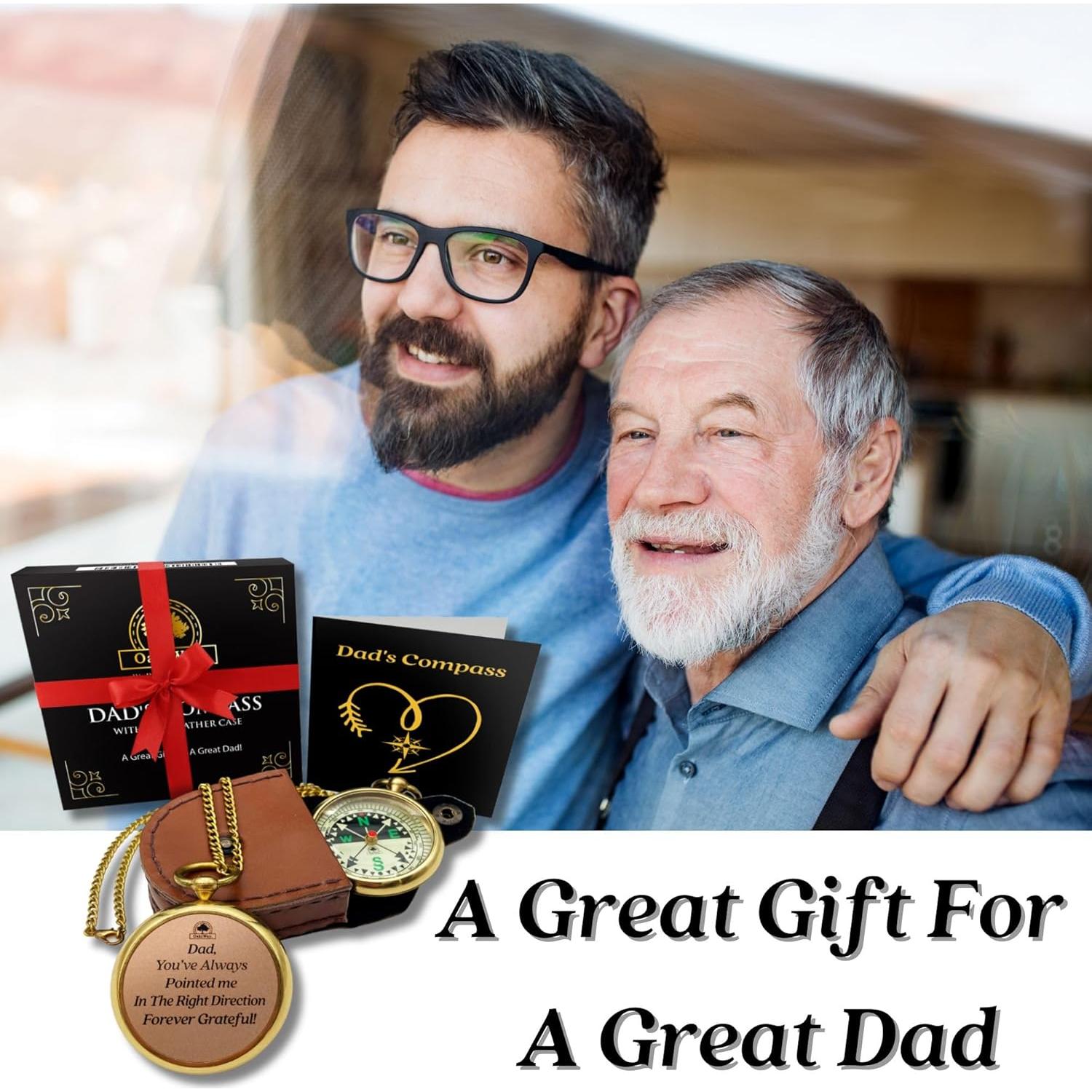 Brújula de Bolsillo OakiWay con Funda de Cuero - Regalo Papá