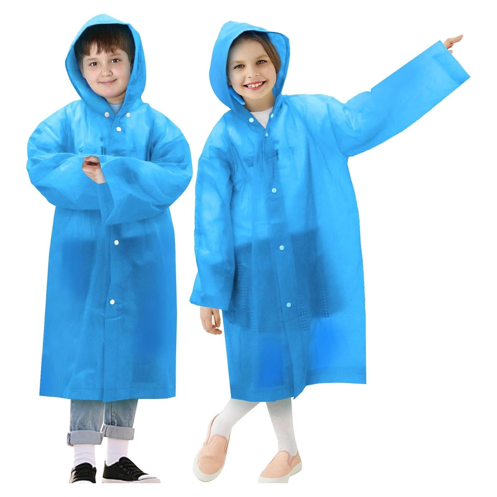 Poncho de Lluvia para Niños ANYOO Azul Impermeable 2 Paquete