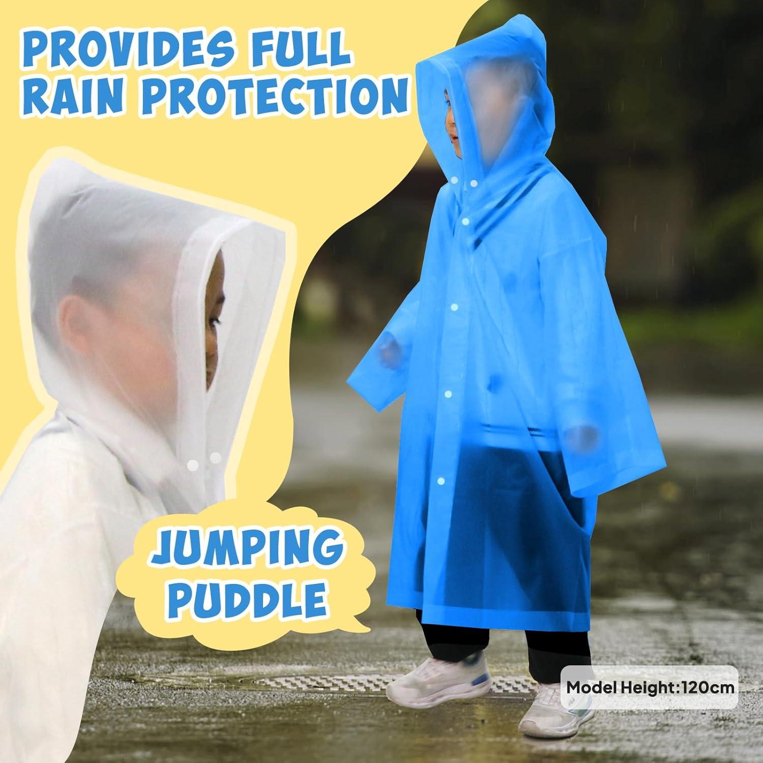 Poncho de Lluvia para Niños ANYOO Azul Impermeable 2 Paquete