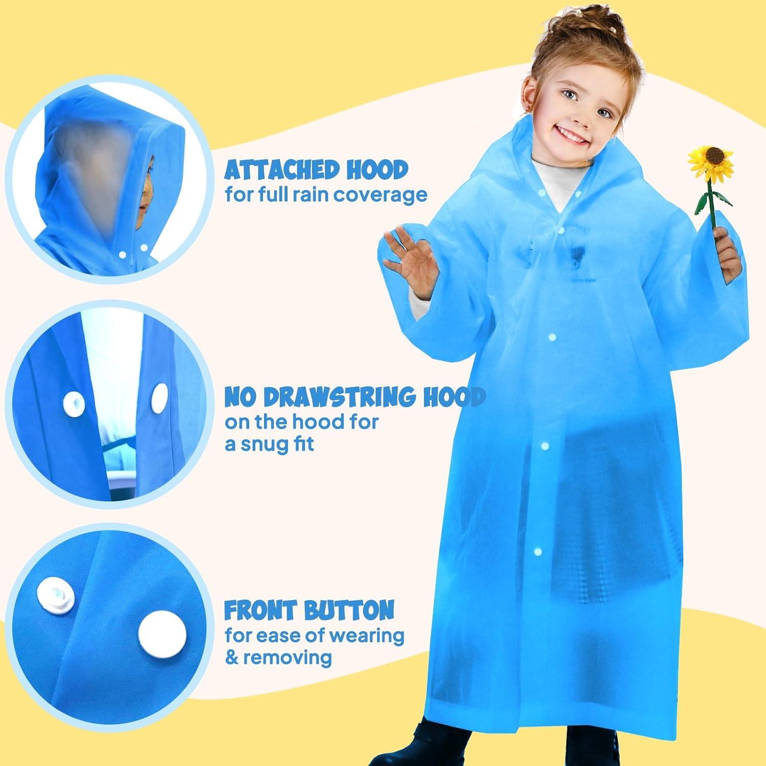 Poncho de Lluvia para Niños ANYOO Azul Impermeable 2 Paquete