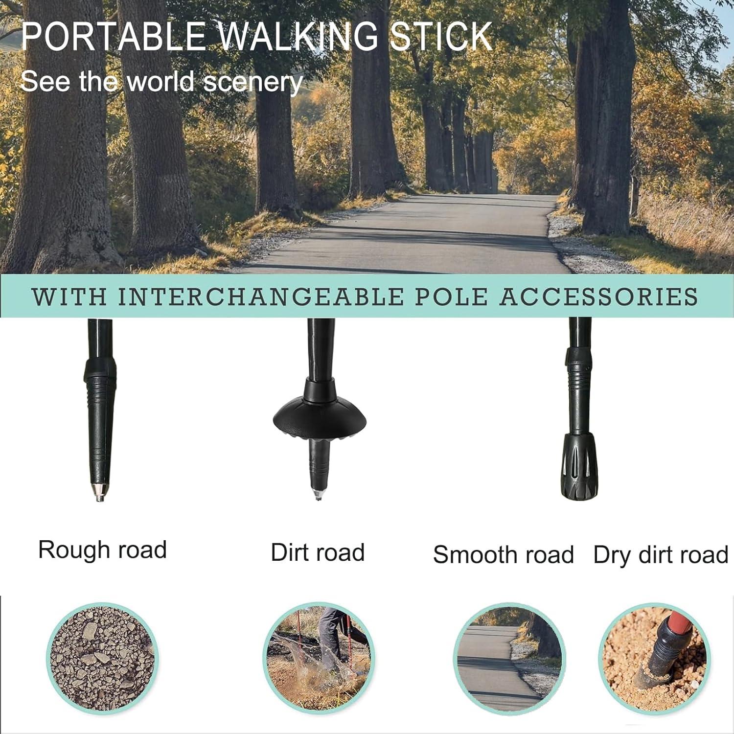 Bastón Plegable Ajustable Genérico 5 Secciones 310g Negro