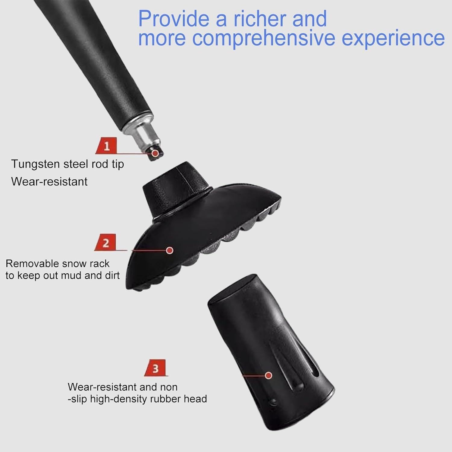 Bastón Plegable Ajustable Genérico 5 Secciones 310g Negro