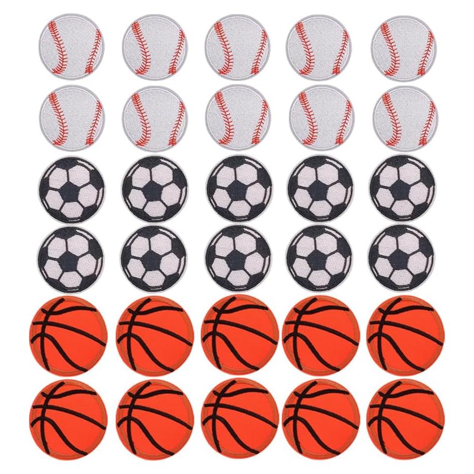 30 Parches de Chenille Deportivos Rowcay - Béisbol, Fútbol, Baloncesto