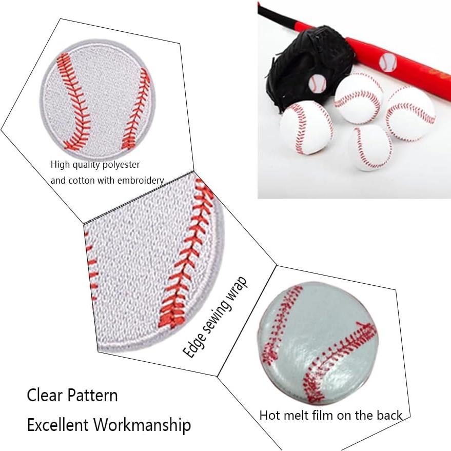 30 Parches de Chenille Deportivos Rowcay - Béisbol, Fútbol, Baloncesto