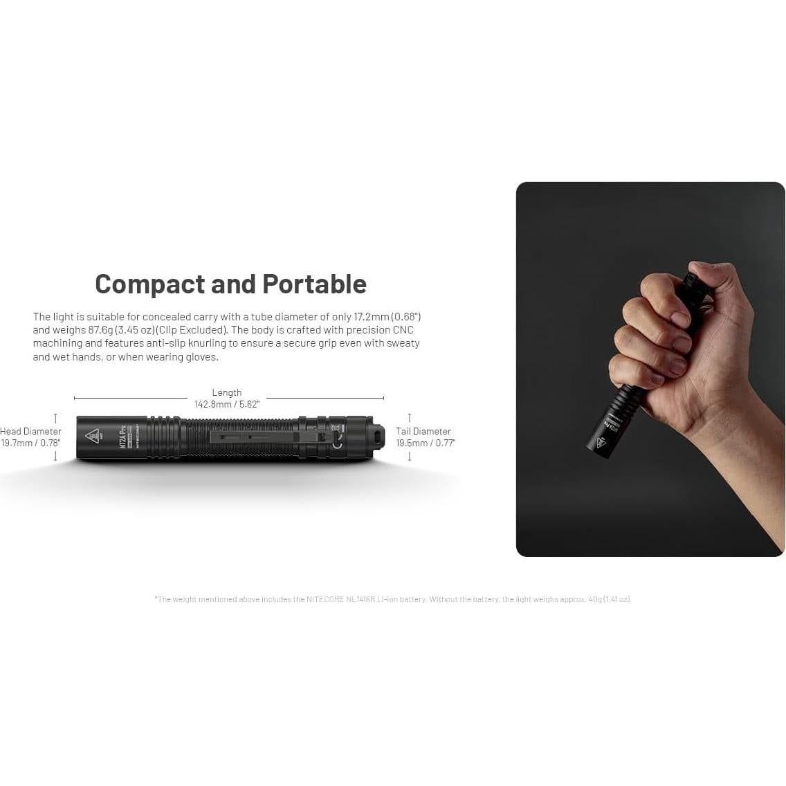 Linterna EDC Nitecore MT2A Pro 1000 Lúmenes Recargable USB-C