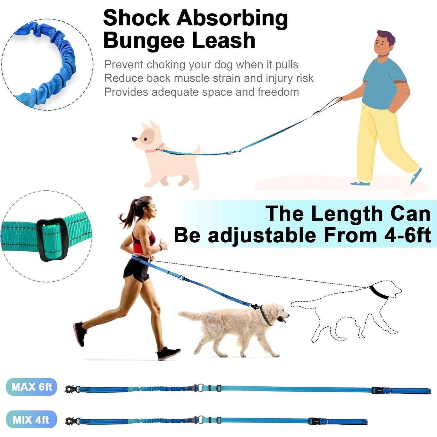 Correa para Perros Manos Libres Vanqou VQ-HDF Ajustable 1.22-1.83m