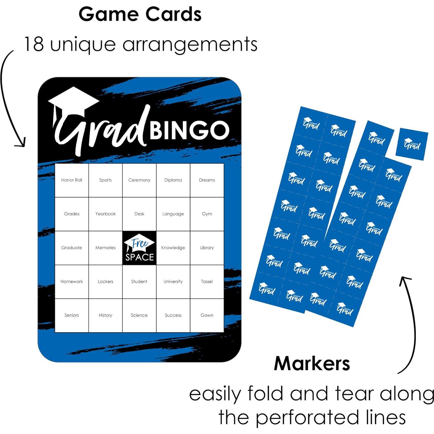 Juego de Bingo Grad Azul - Lo Mejor Está por Venir - Set de 18