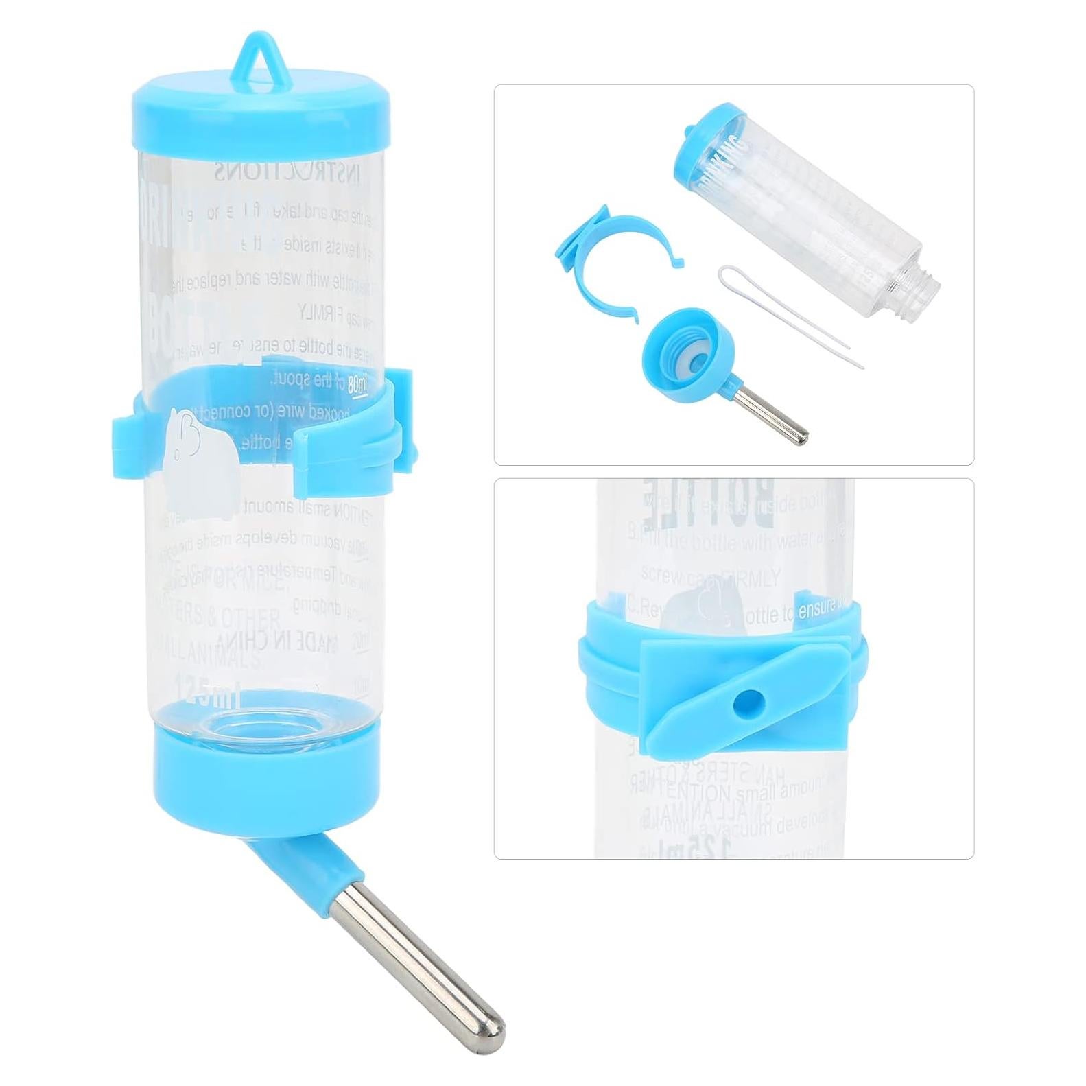 Botella de Agua para Hamsters Pssopp 125ml Sin Goteo Azul