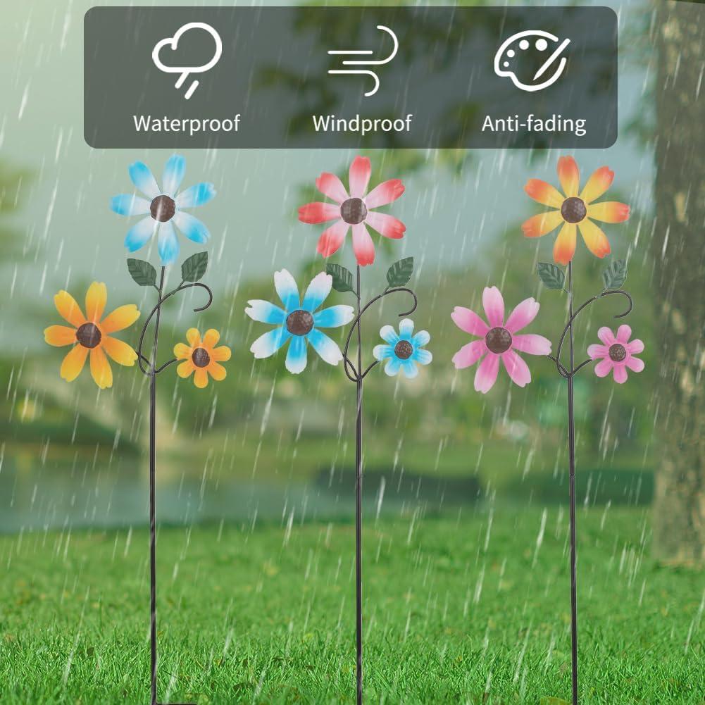 Paquete de 3 Estacas de Jardín SATHGA Flores de Metal 58.7x17 cm
