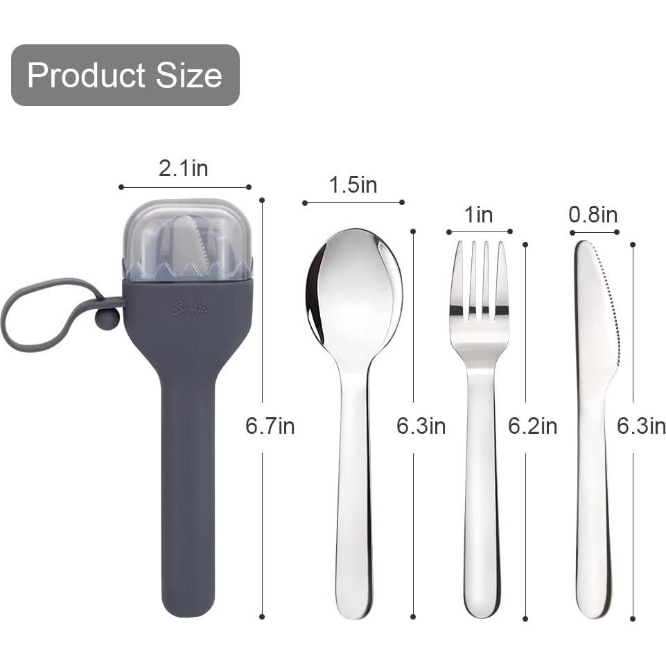 Juego de Utensilios de Viaje SOPHICO - Acero Inoxidable, 3 Piezas