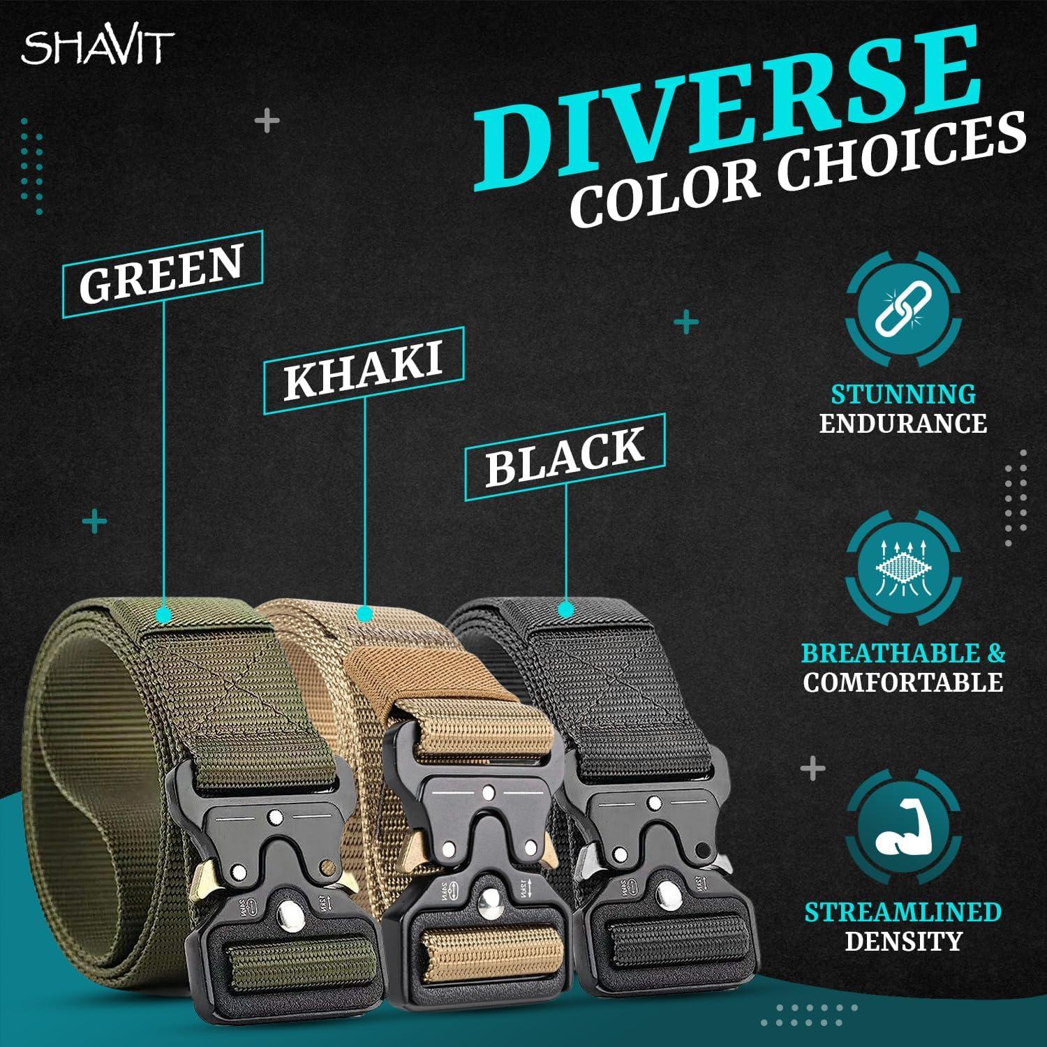 Cinturón Táctico SHAVIT Nylon Militar 3.8 cm Negro