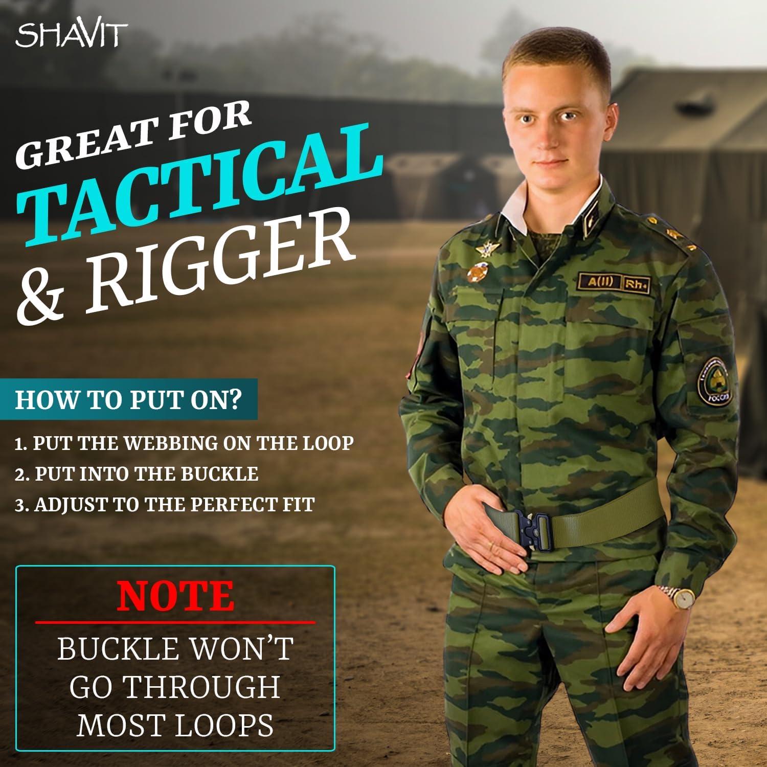 Cinturón Táctico SHAVIT Nylon Militar 3.8 cm Negro