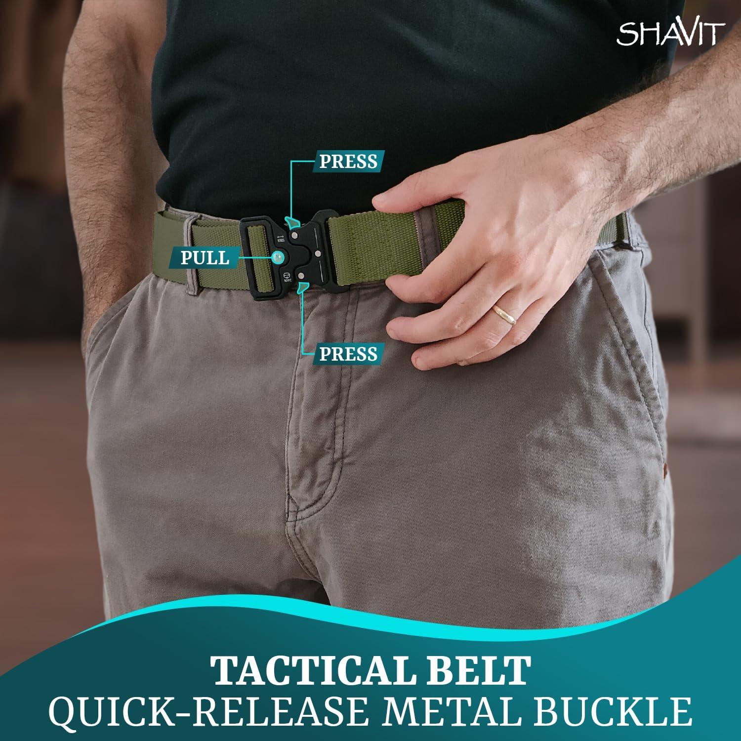 Cinturón Táctico SHAVIT Nylon Militar 3.8 cm Negro