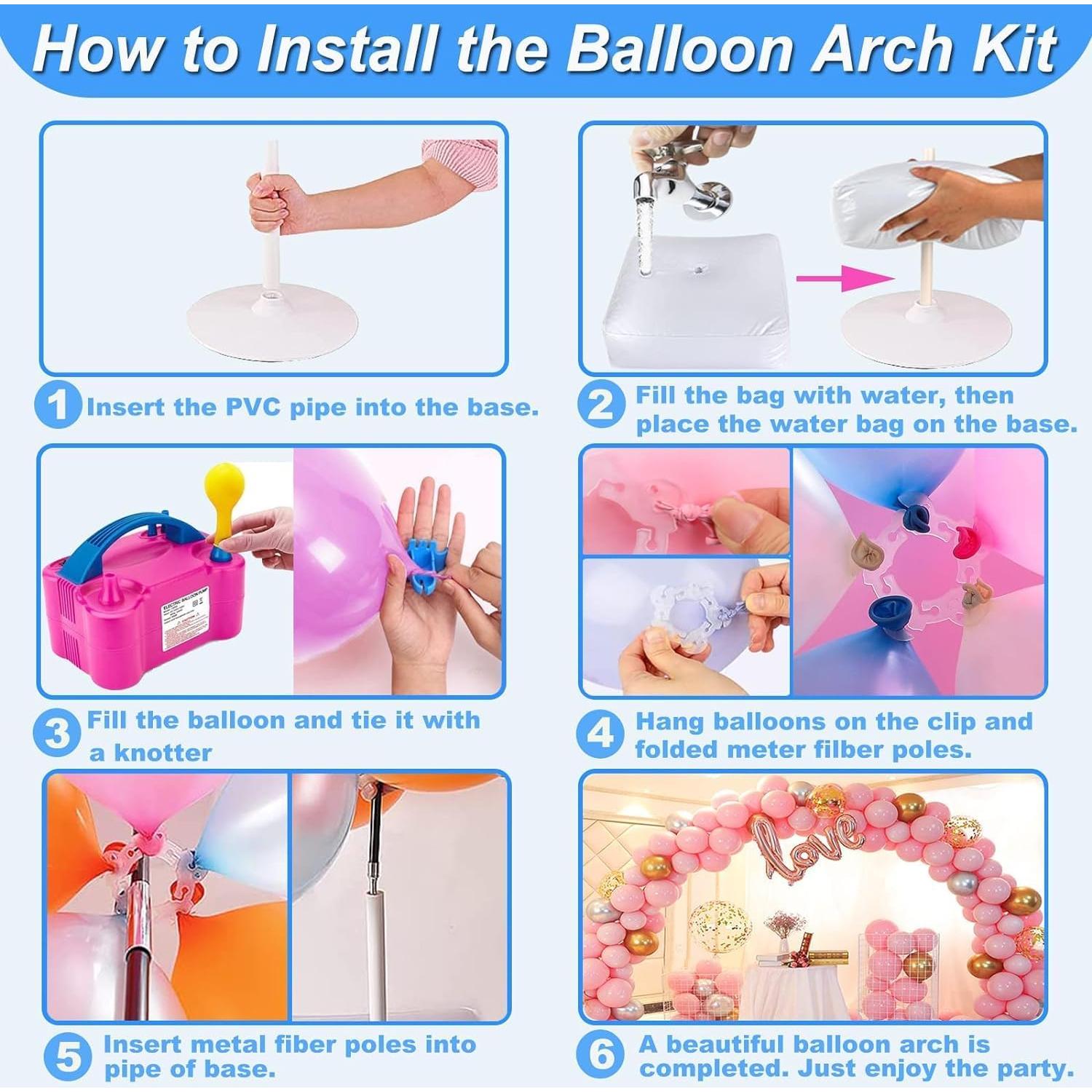 Kit de Arco de Globos iRabey con Bomba Eléctrica 3.05m x 2.74m