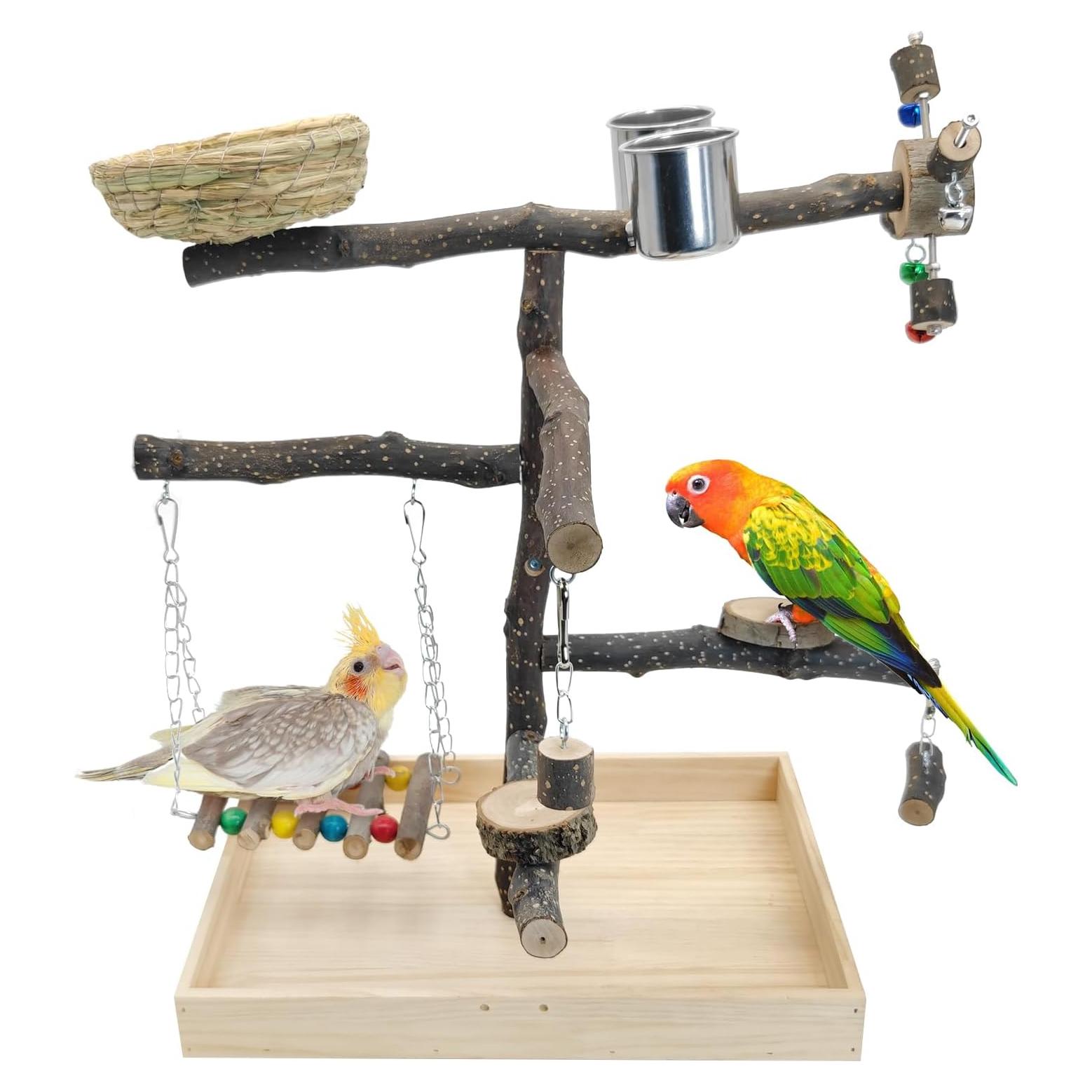 Parque de Aves Apatal de Madera Natural 39.9x35.1 cm