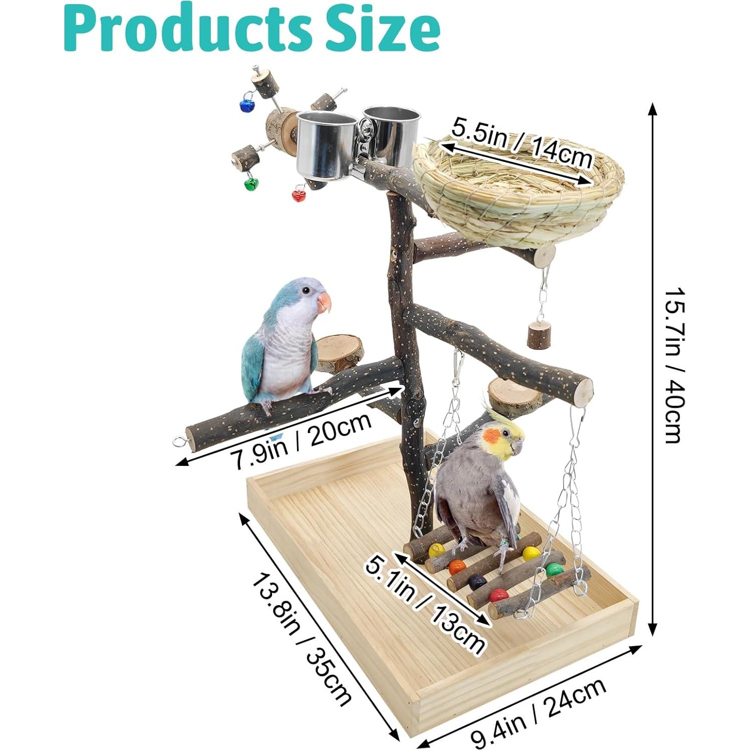Parque de Aves Apatal de Madera Natural 39.9x35.1 cm