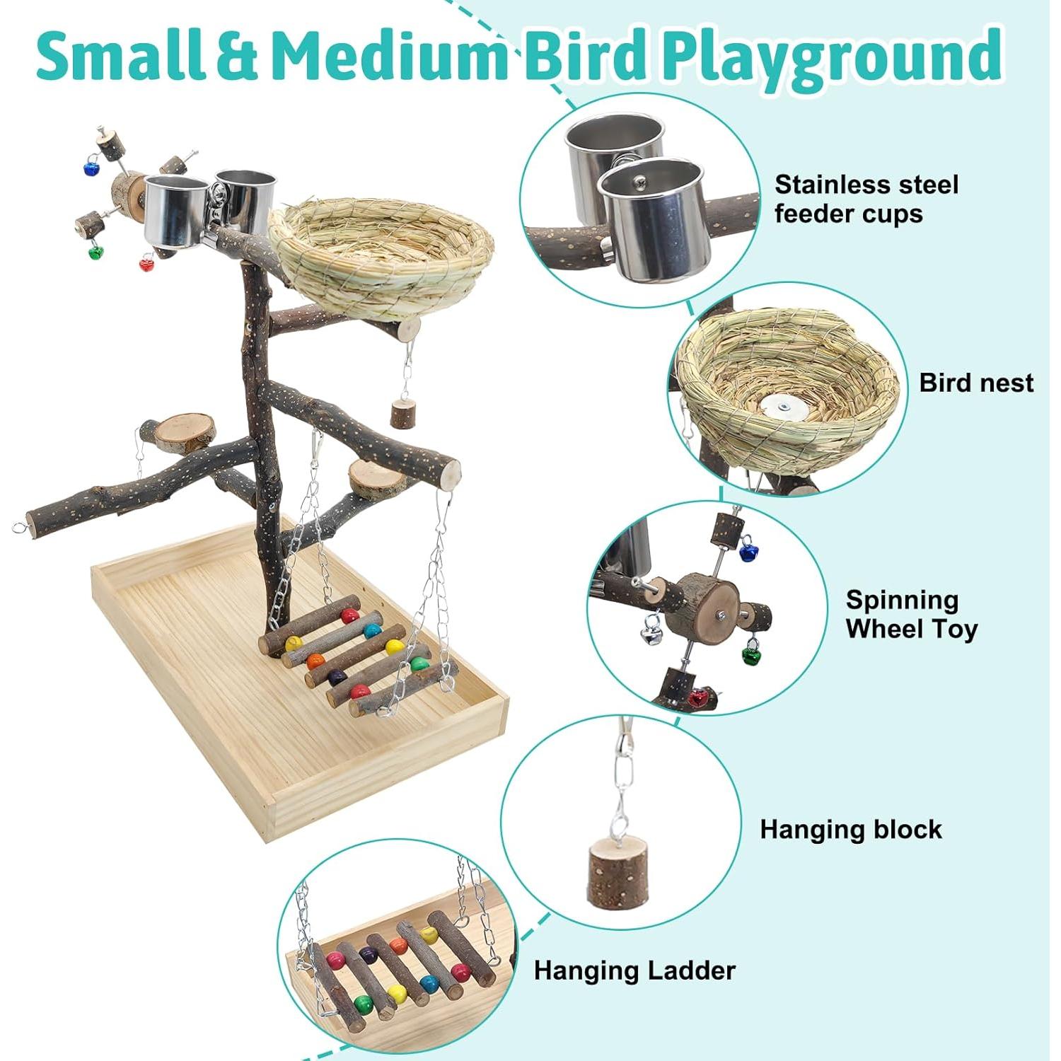 Parque de Aves Apatal de Madera Natural 39.9x35.1 cm