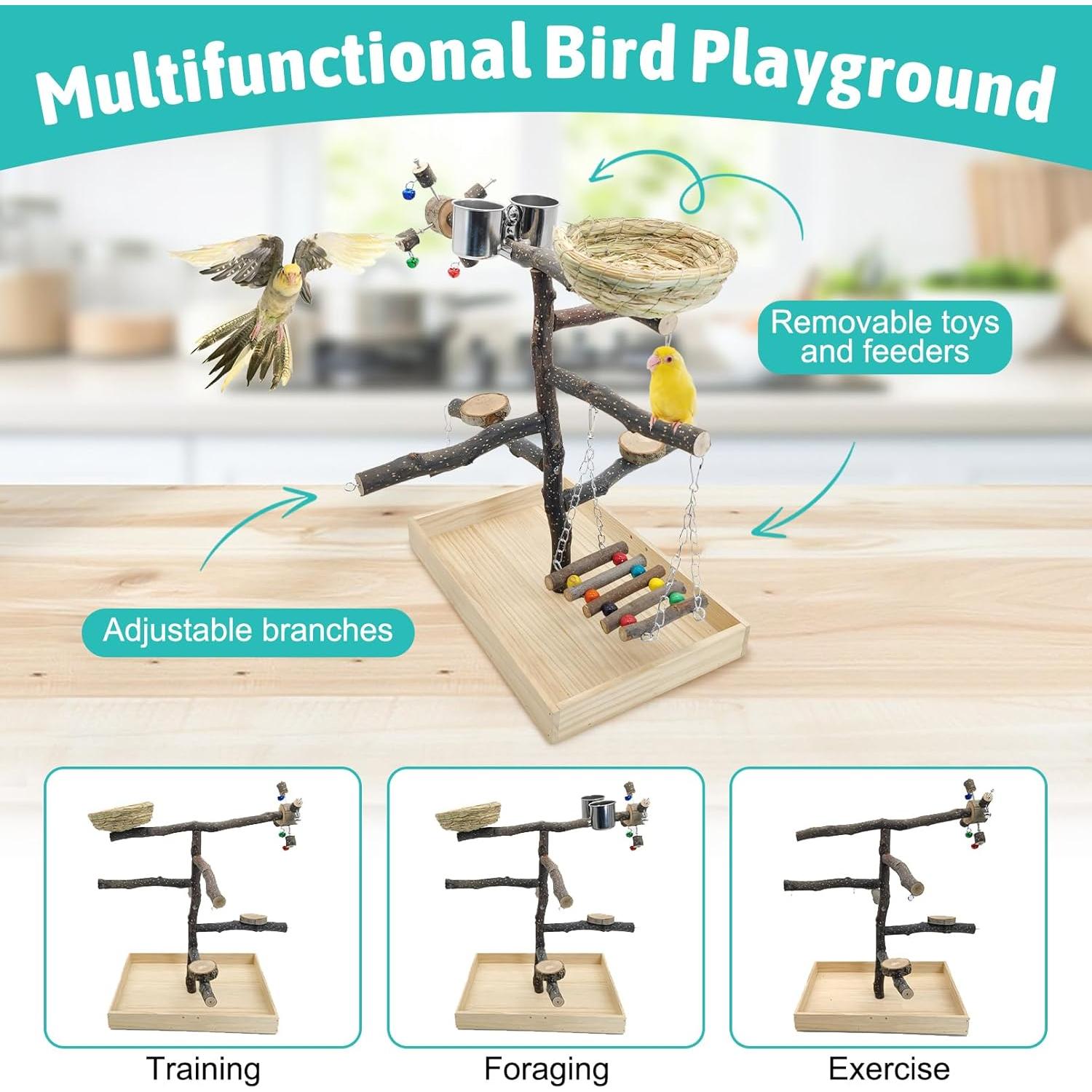 Parque de Aves Apatal de Madera Natural 39.9x35.1 cm