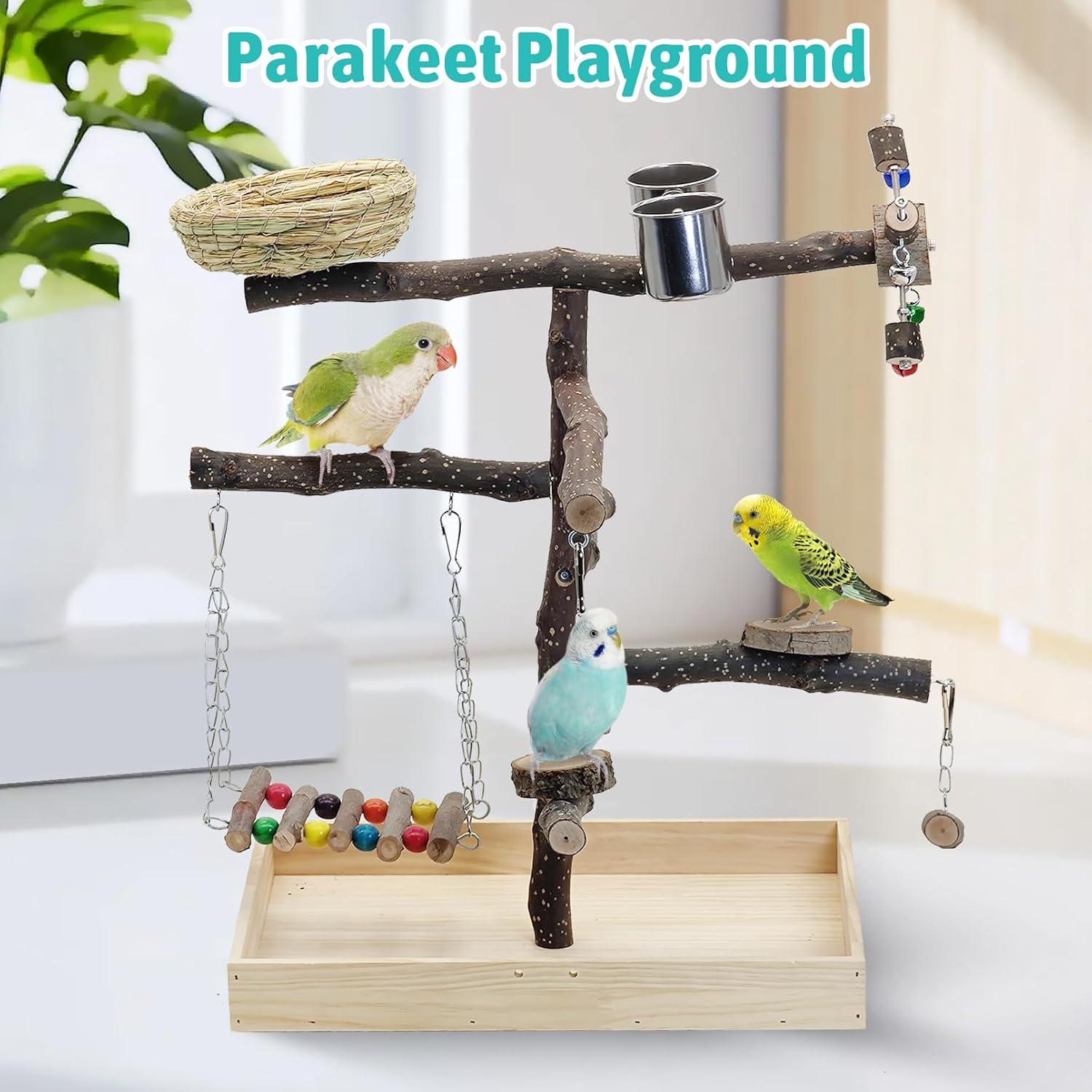 Parque de Aves Apatal de Madera Natural 39.9x35.1 cm