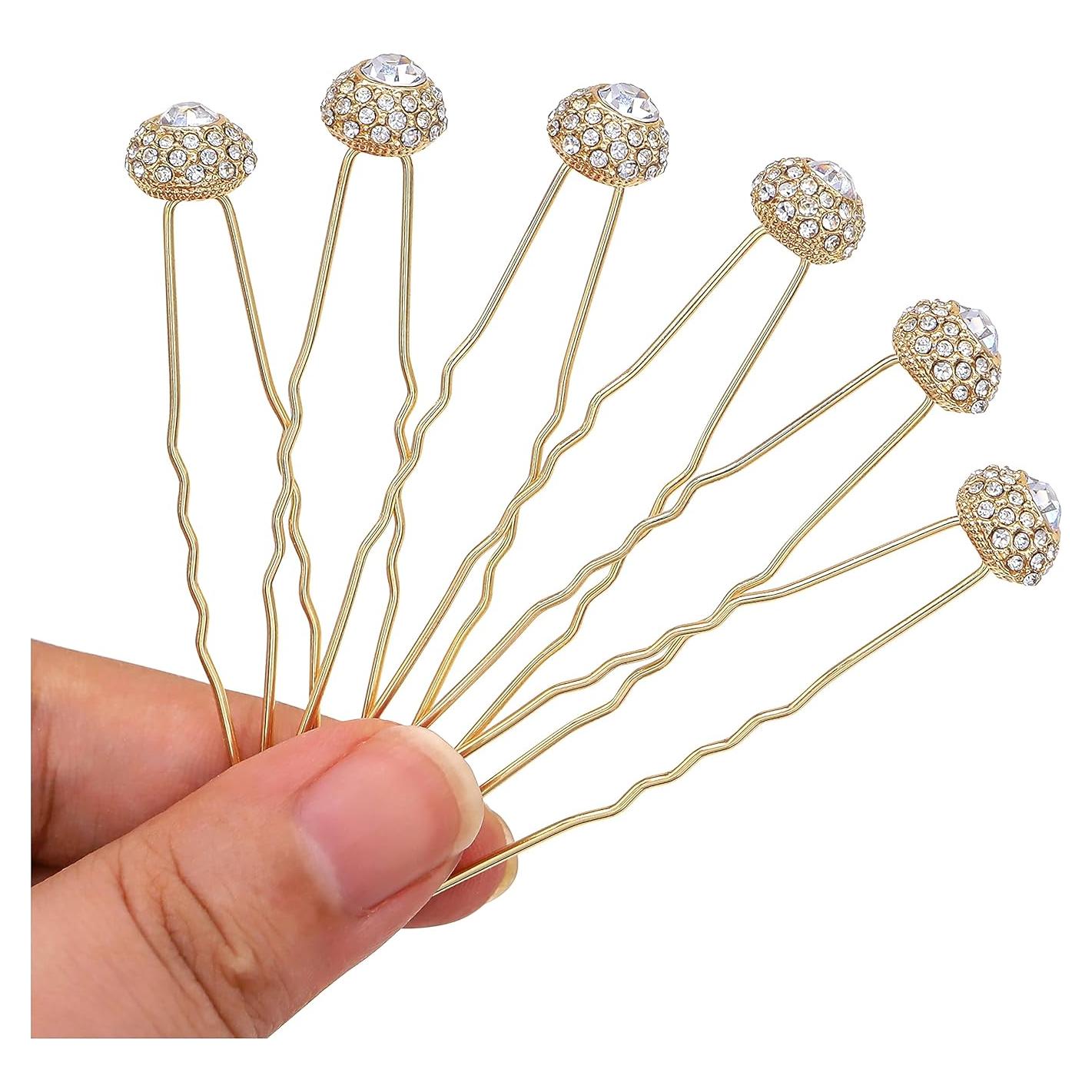 Conjunto de Horquillas para Novias JINA con Brillantes Dorado