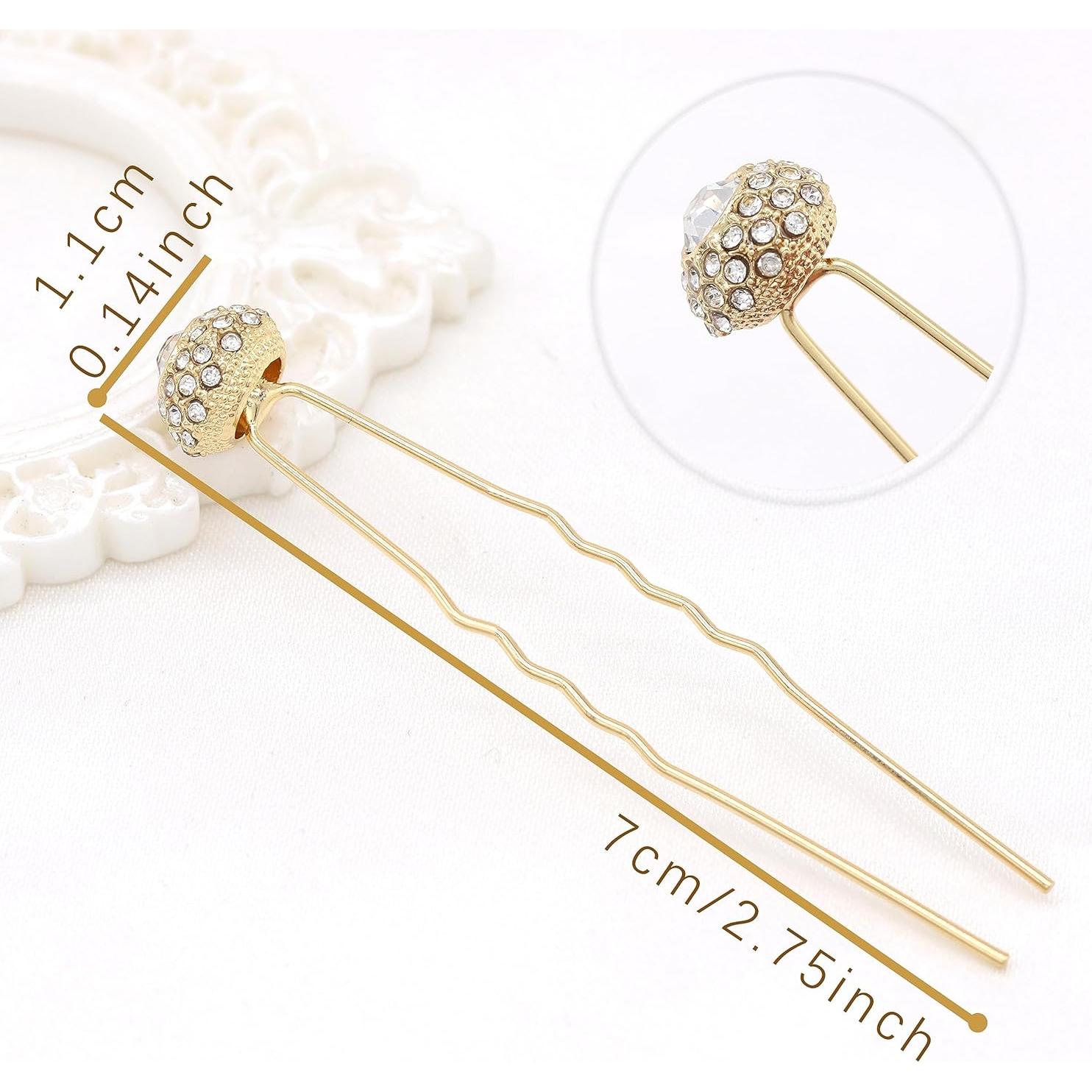 Conjunto de Horquillas para Novias JINA con Brillantes Dorado